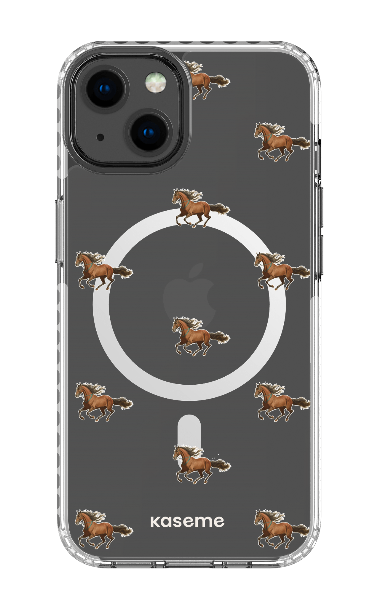 iPhone 13 Clear Case Magsafe - White Saddle Clear Case -