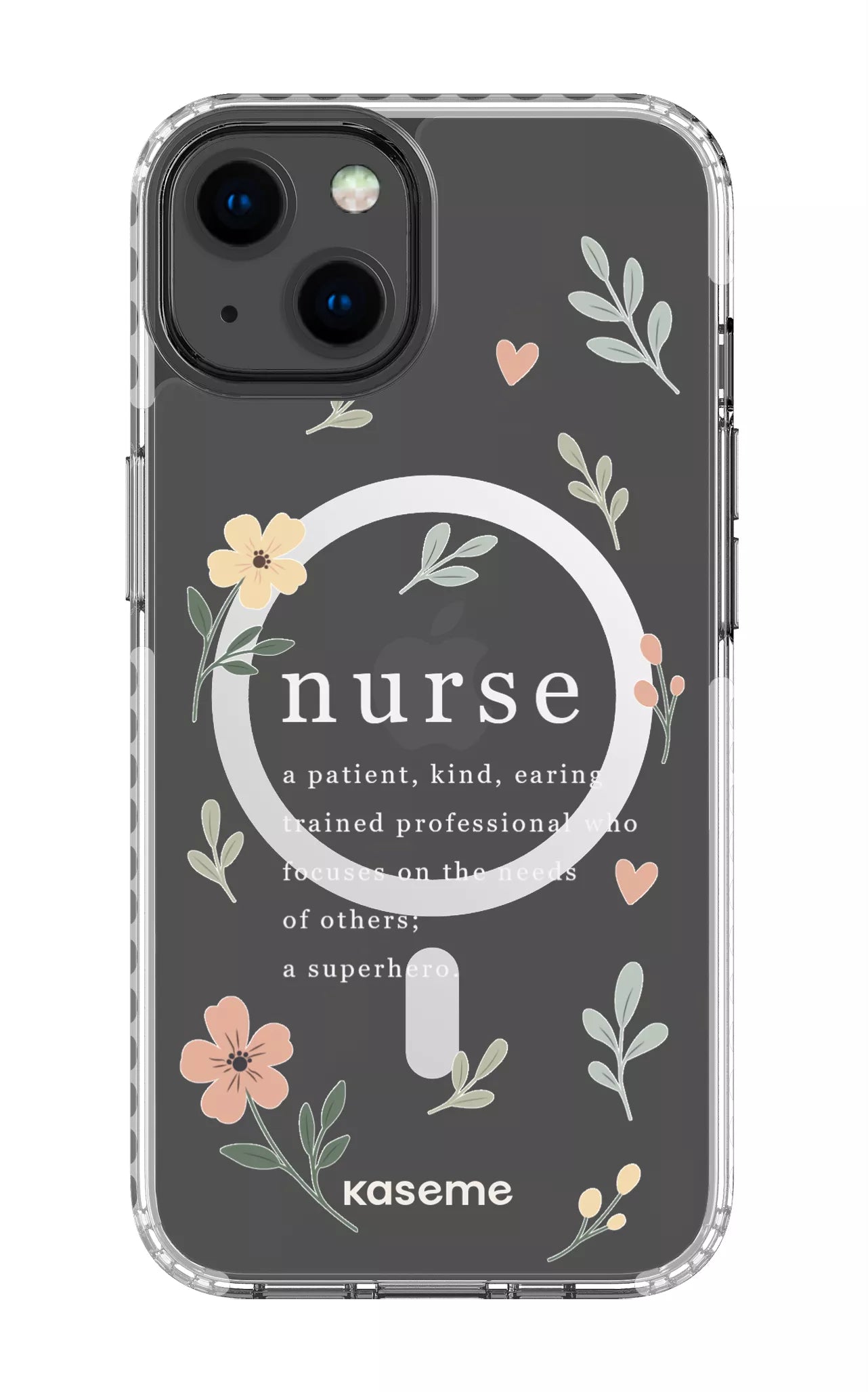 iPhone 13 Clear Case Magsafe - White With Heart Clear Case -