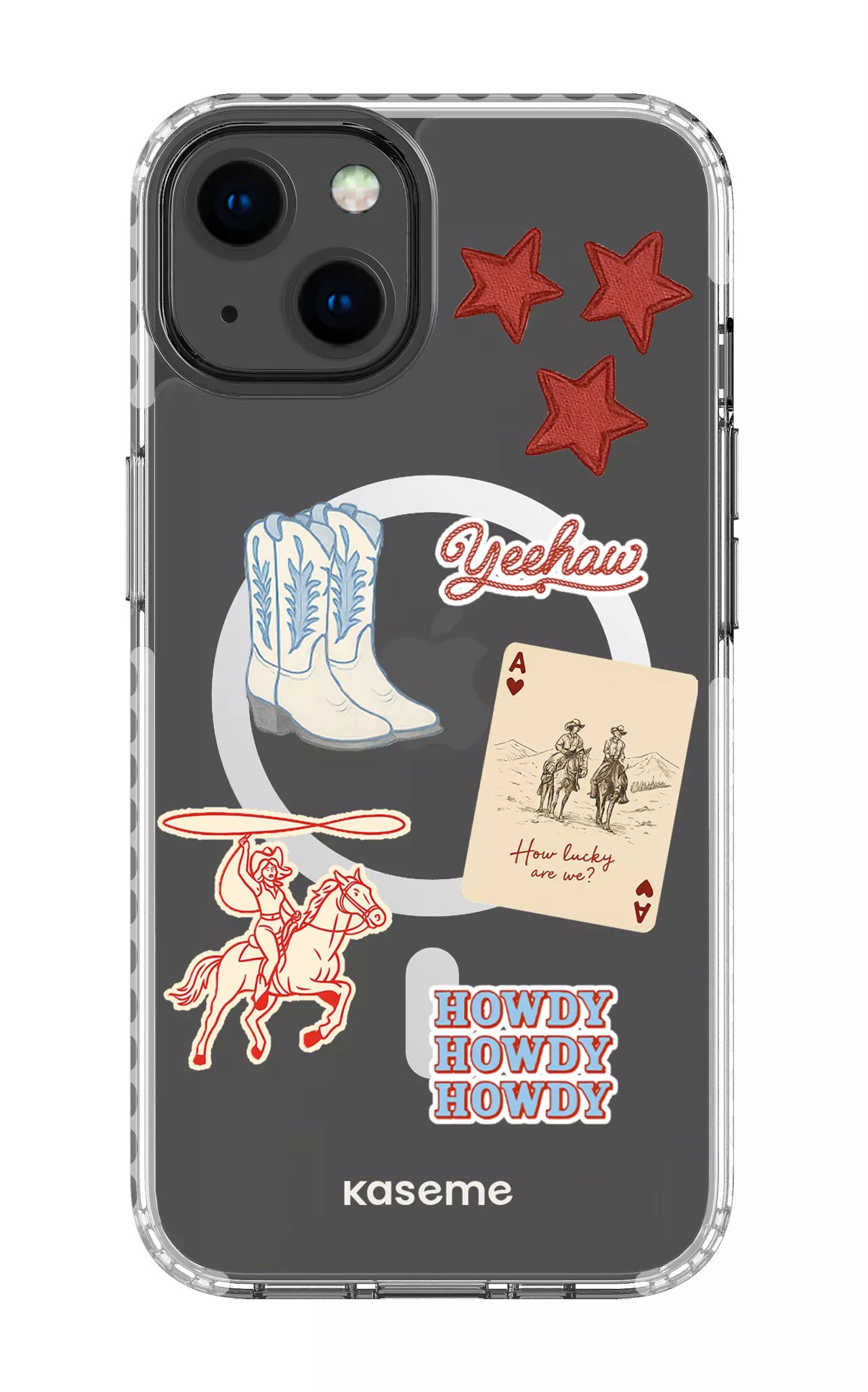 iPhone 13 Clear Case Magsafe - White Yeehaw Clear Case -