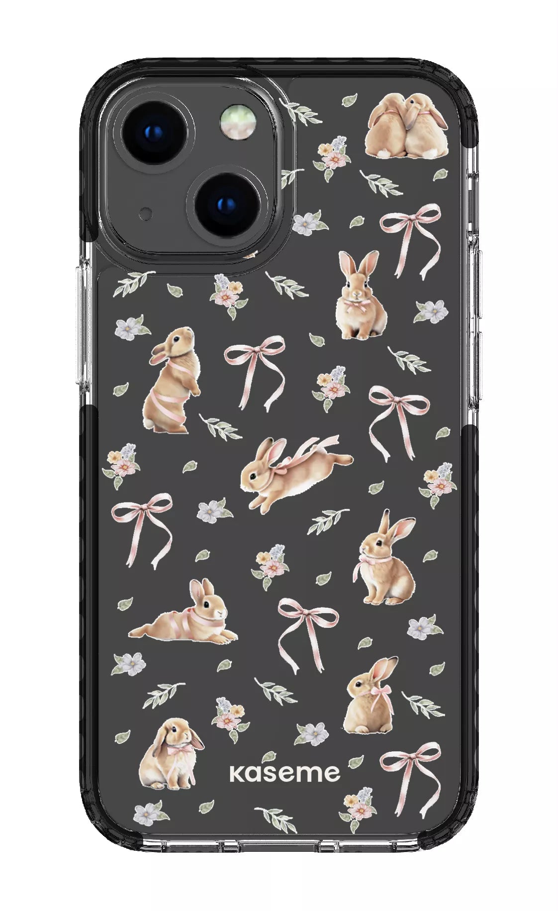 iPhone 13 Mini Clear Case - Black Bunny Bloom Clear Case -