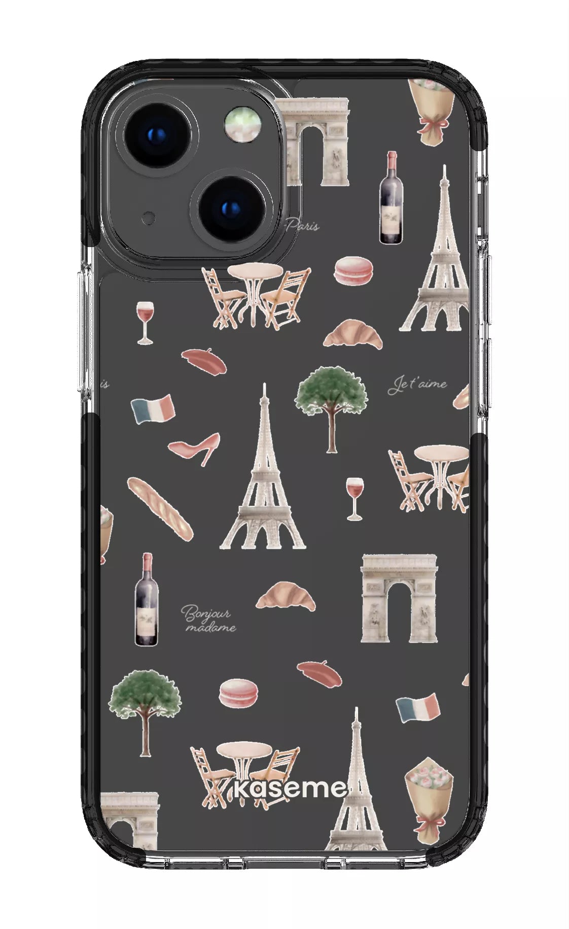 iPhone 13 Mini Clear Case - Black Je t'aime Paris Clear Case -