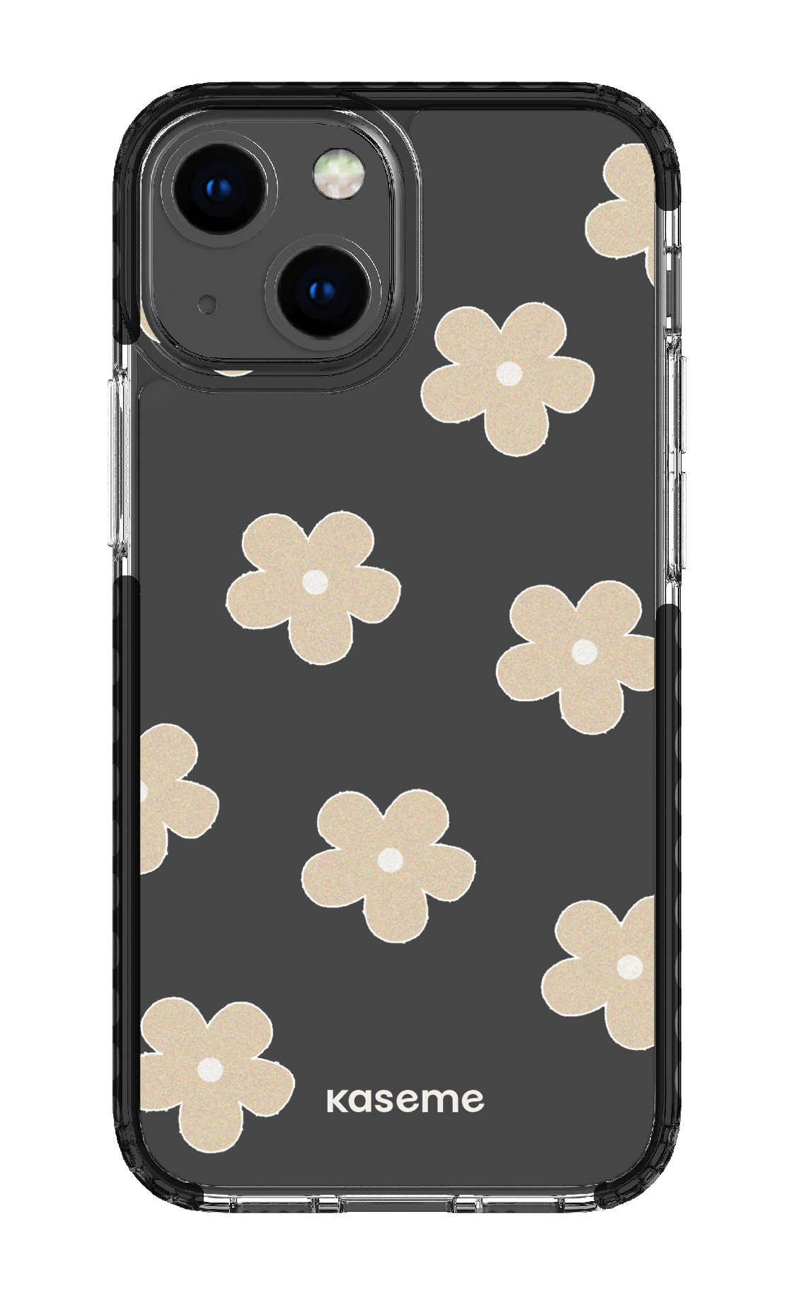 iPhone 13 Mini Clear Case - Black Woodstock Beige Clear Case -