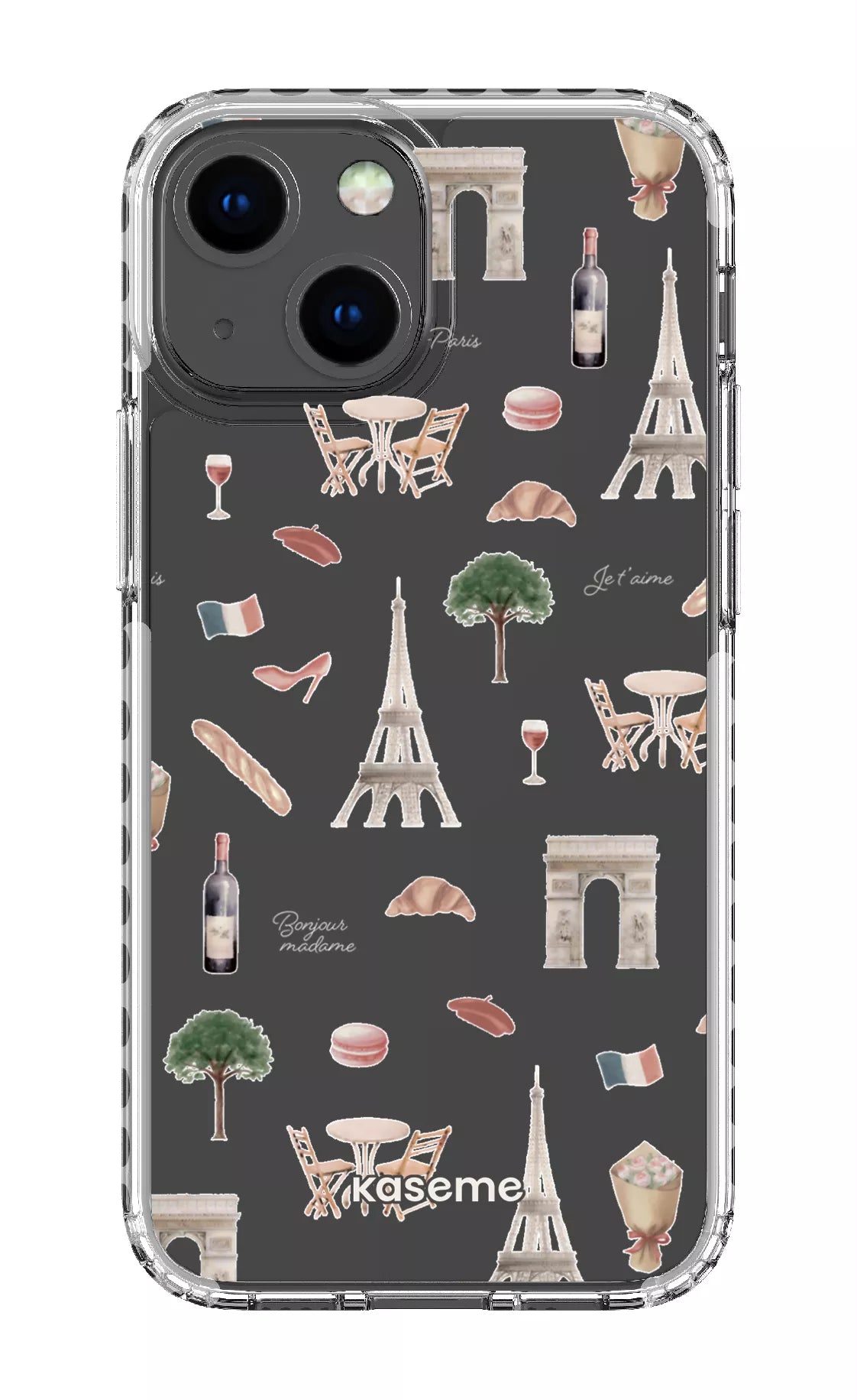 iPhone 13 Mini Clear Case - White Je t'aime Paris Clear Case -
