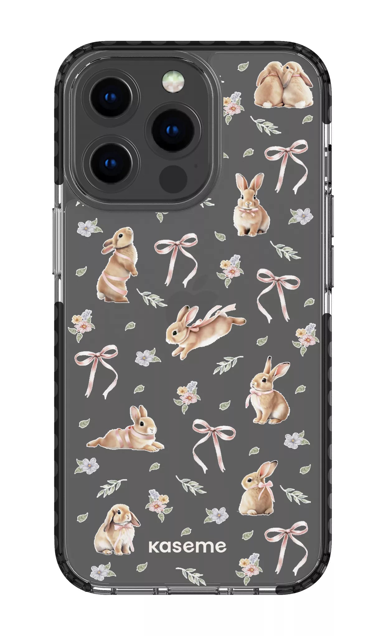 iPhone 13 Pro Clear Case - Black Bunny Bloom Clear Case -