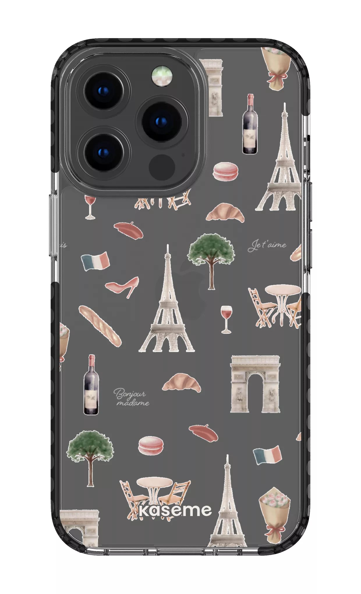 iPhone 13 Pro Clear Case - Black Je t'aime Paris Clear Case -