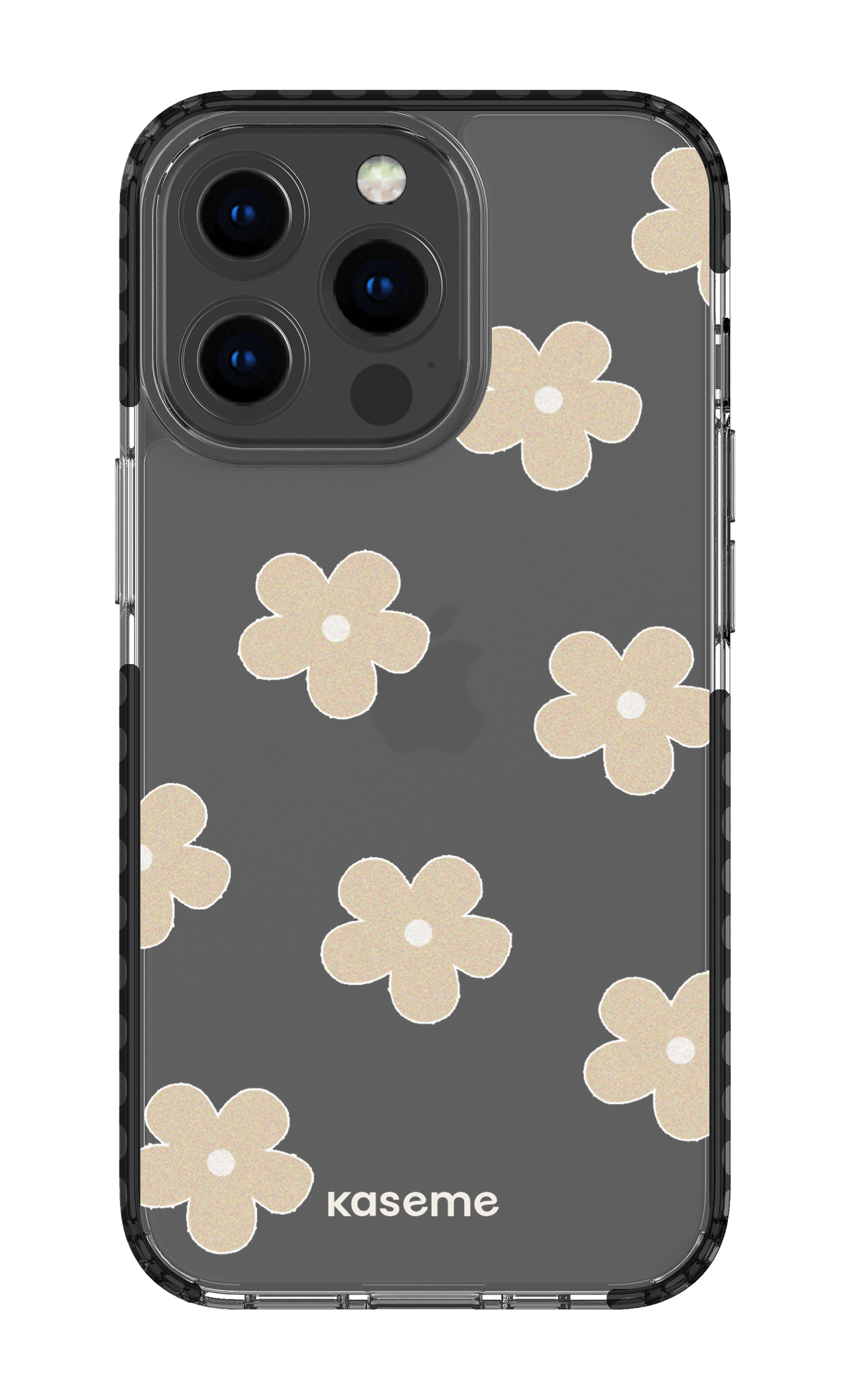 iPhone 13 Pro Clear Case - Black Woodstock Beige Clear Case -