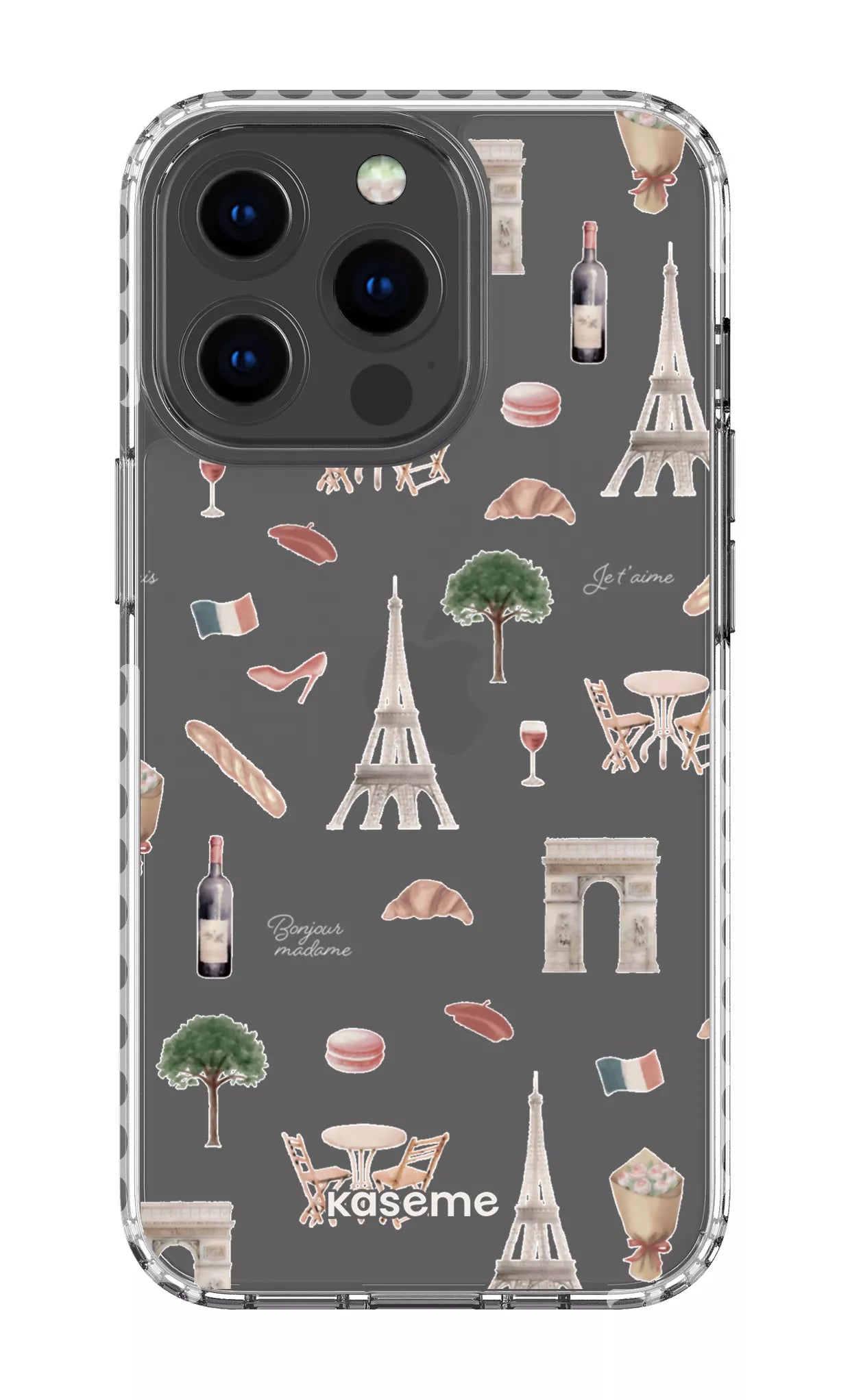 iPhone 13 Pro Clear Case - White Je t'aime Paris Clear Case -