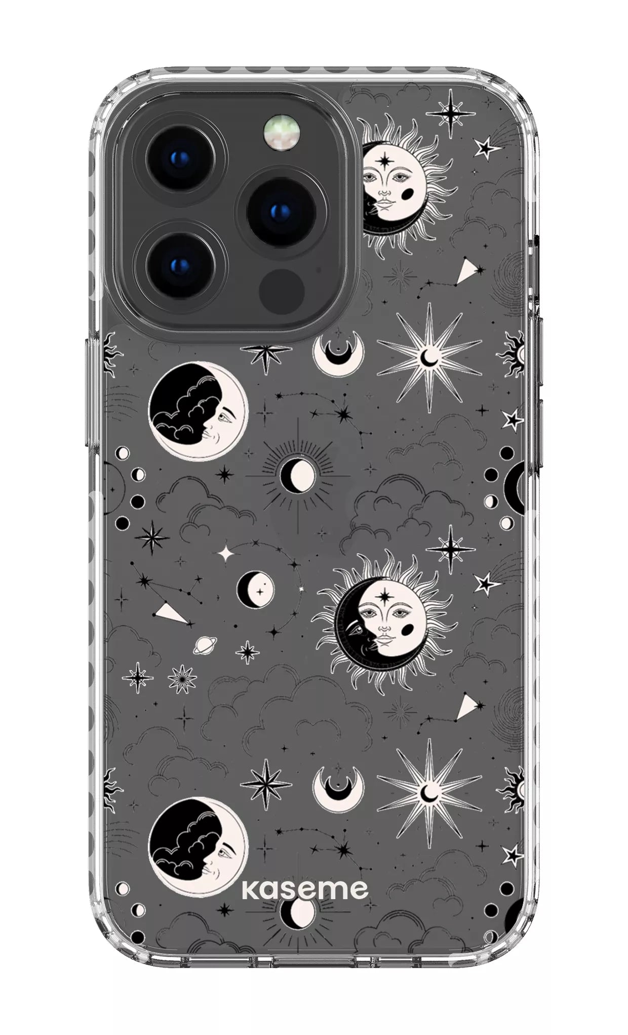 iPhone 13 Pro Clear Case - White Milky Way Black Clear Case -