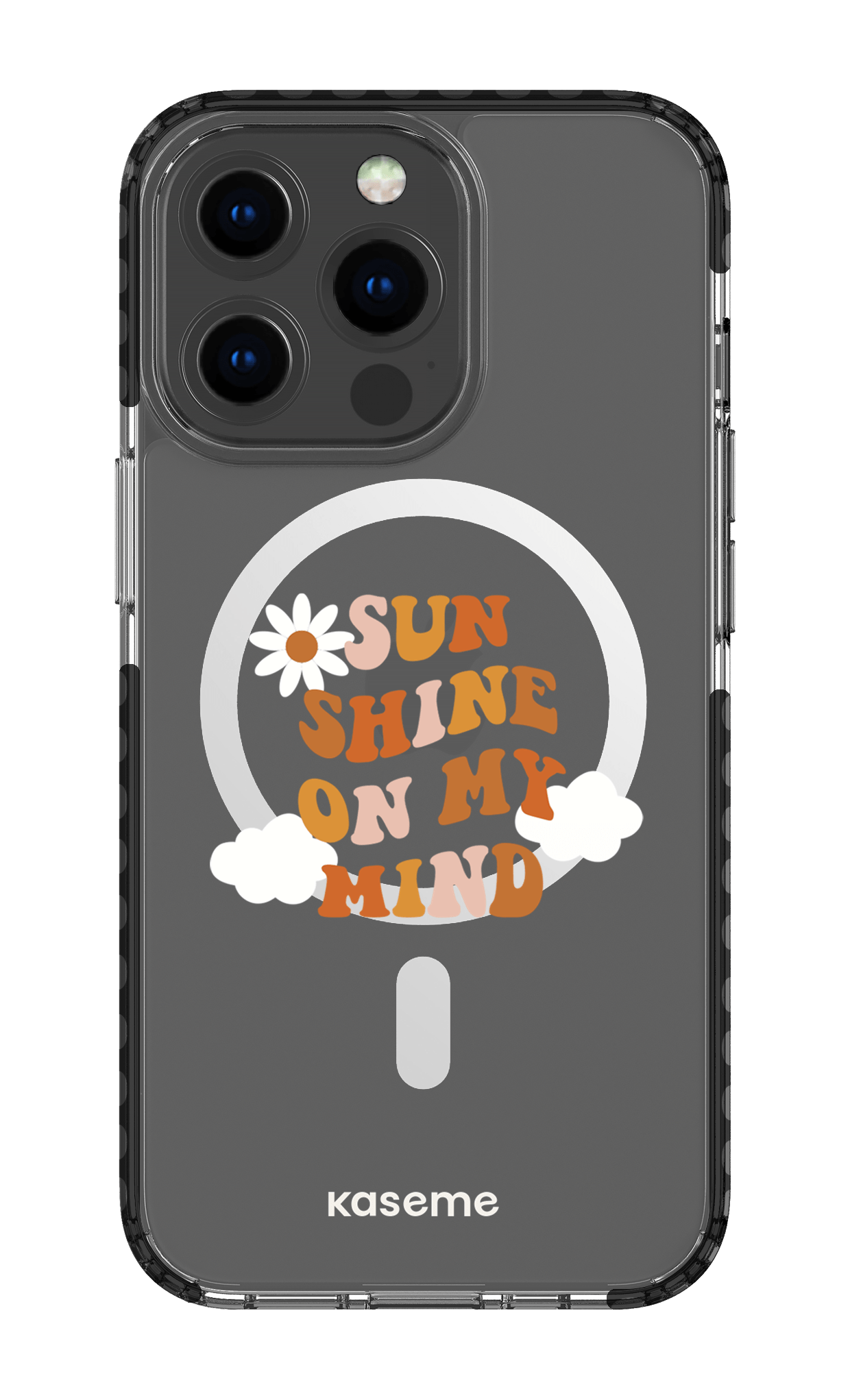 iPhone 13 Pro Clear Case Magsafe - Black Cheerful Clear Case -