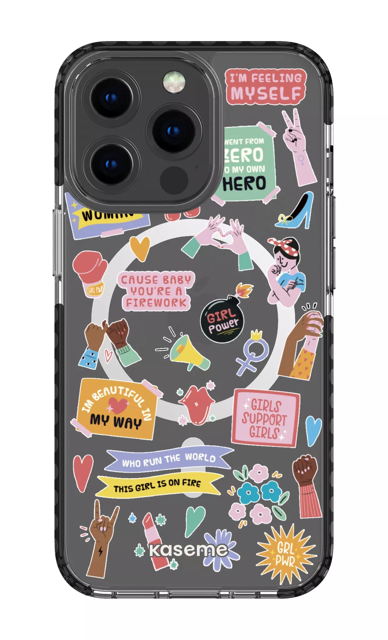 iPhone 13 Pro Clear Case Magsafe - Black Girl Boss Clear Case -