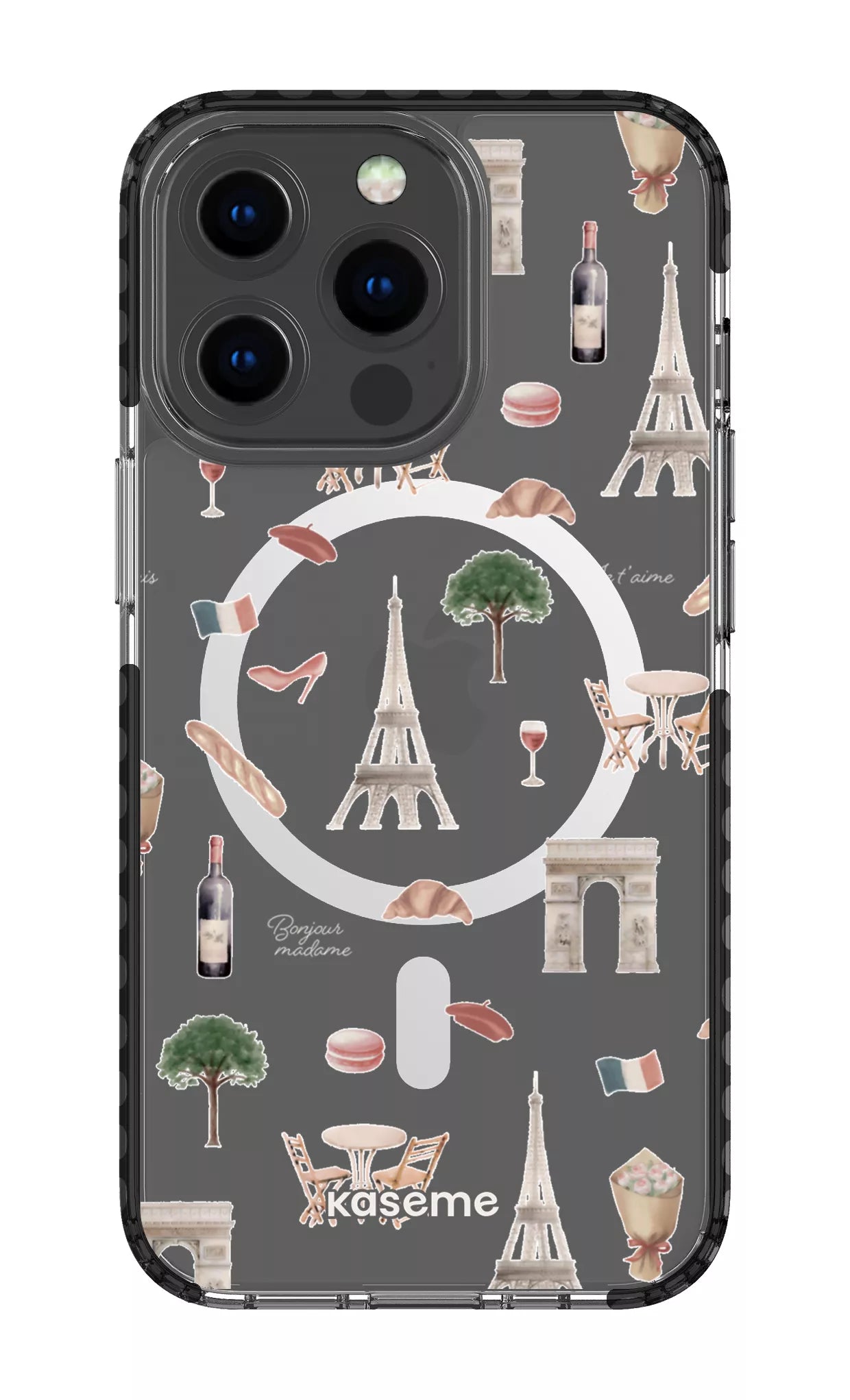 iPhone 13 Pro Clear Case Magsafe - Black Je t'aime Paris Clear Case -