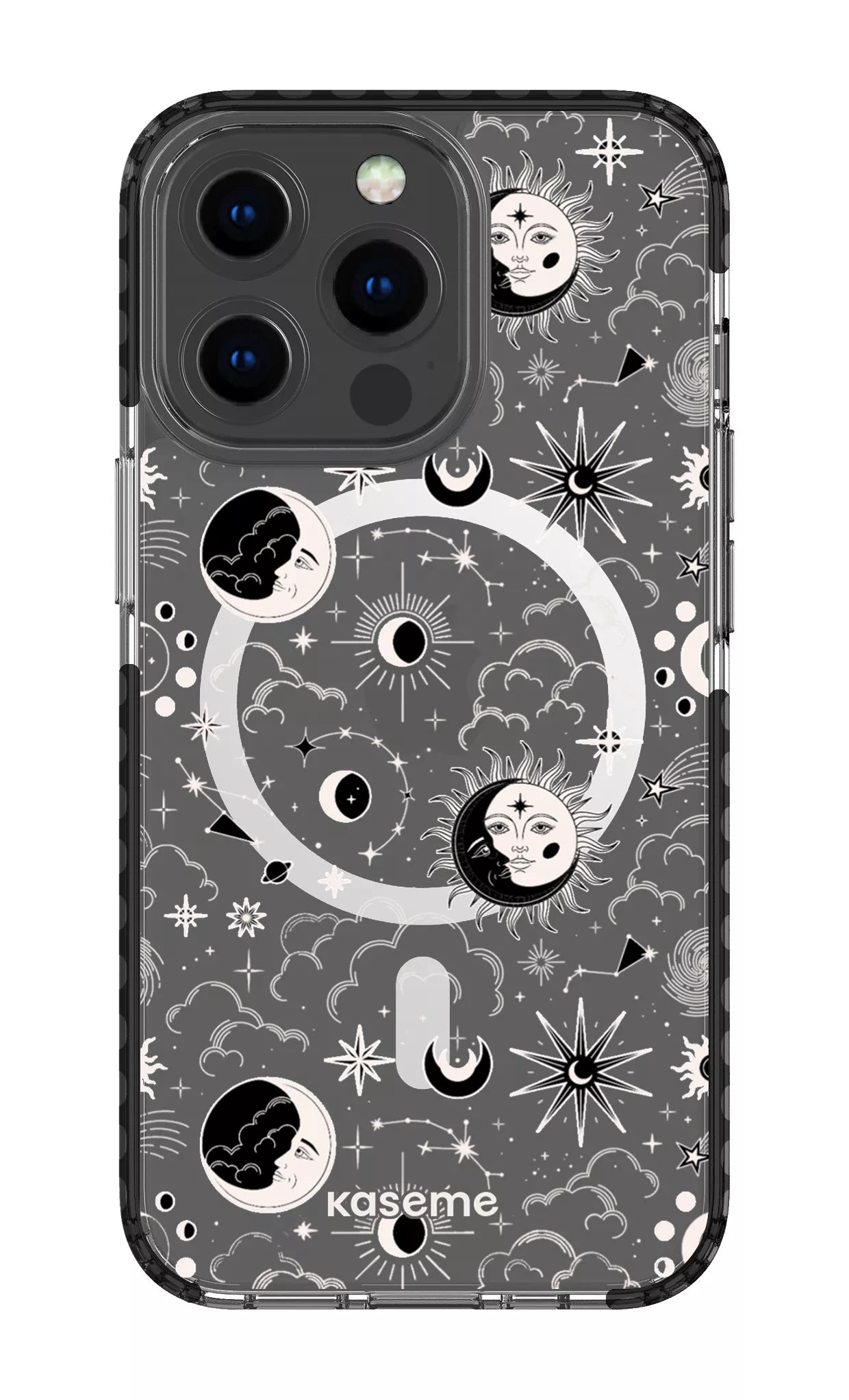 iPhone 13 Pro Clear Case Magsafe - Black Milky Way White Clear Case -