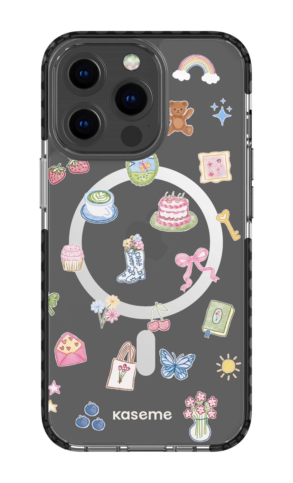 iPhone 13 Pro Clear Case Magsafe - Black Poetry Clear Case -