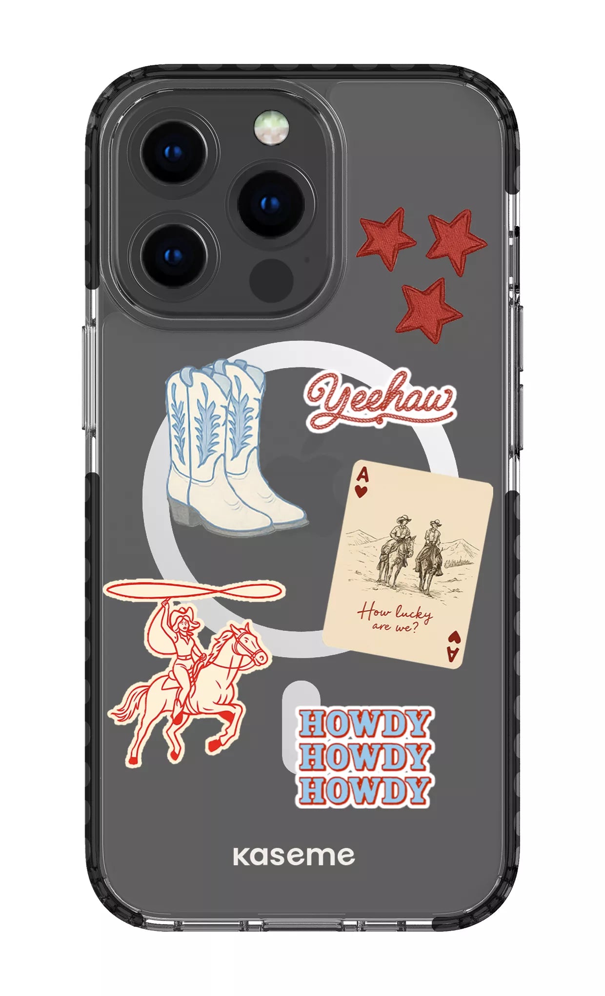 iPhone 13 Pro Clear Case Magsafe - Black Yeehaw Clear Case -