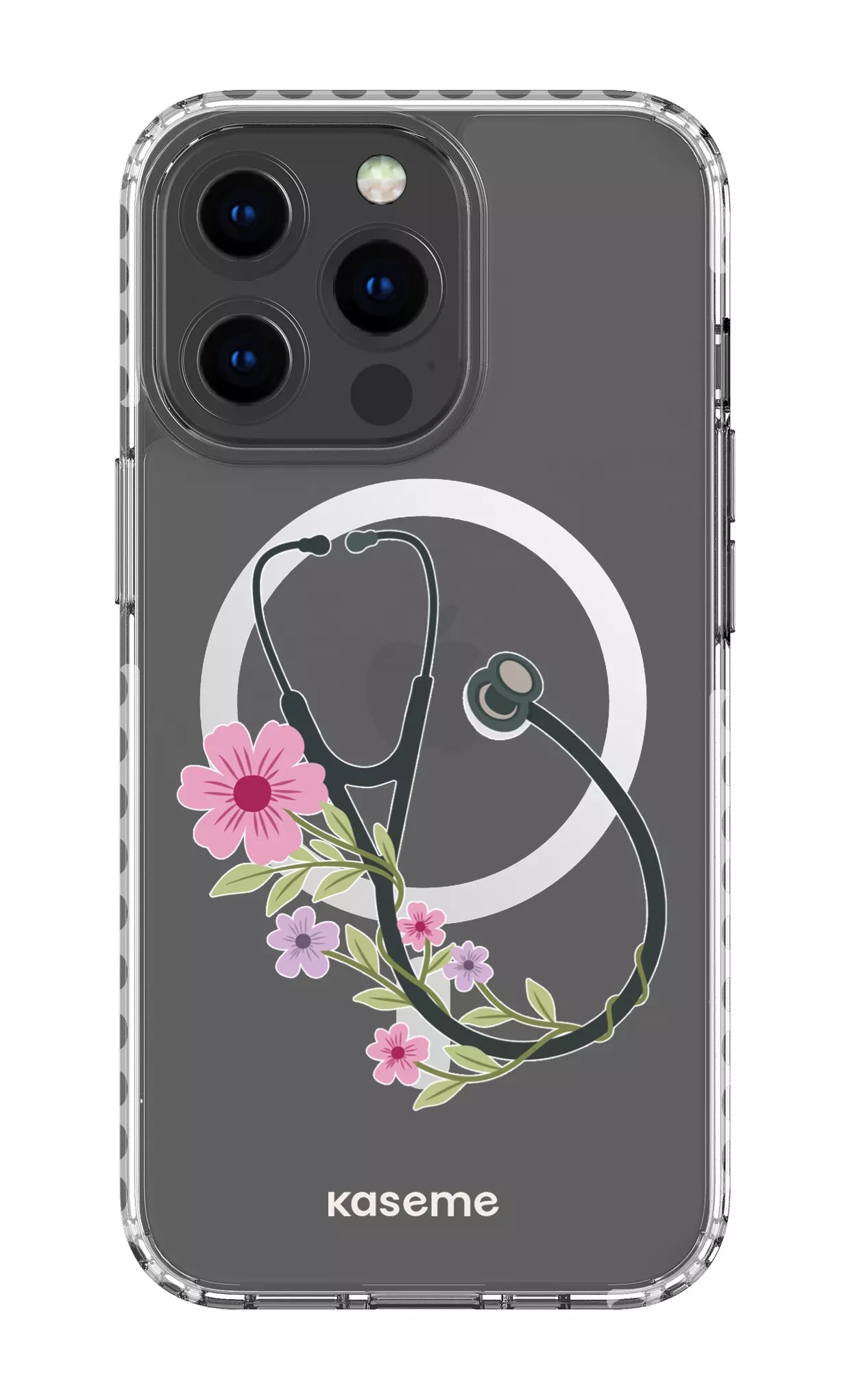 iPhone 13 Pro Clear Case Magsafe - White Blossom Beat Clear Case -