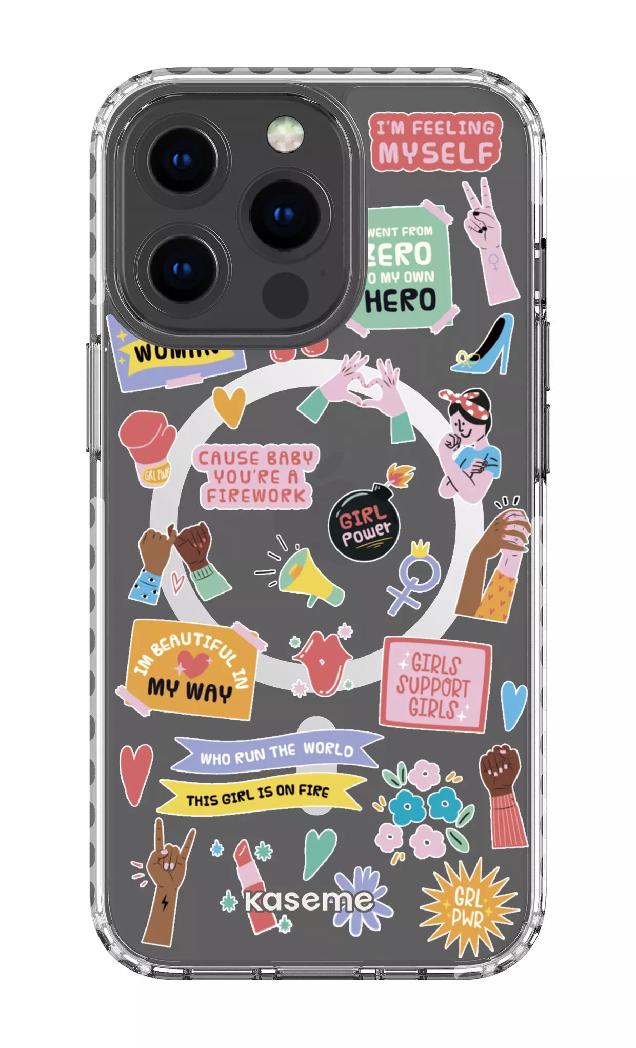 iPhone 13 Pro Clear Case Magsafe - White Girl Boss Clear Case -