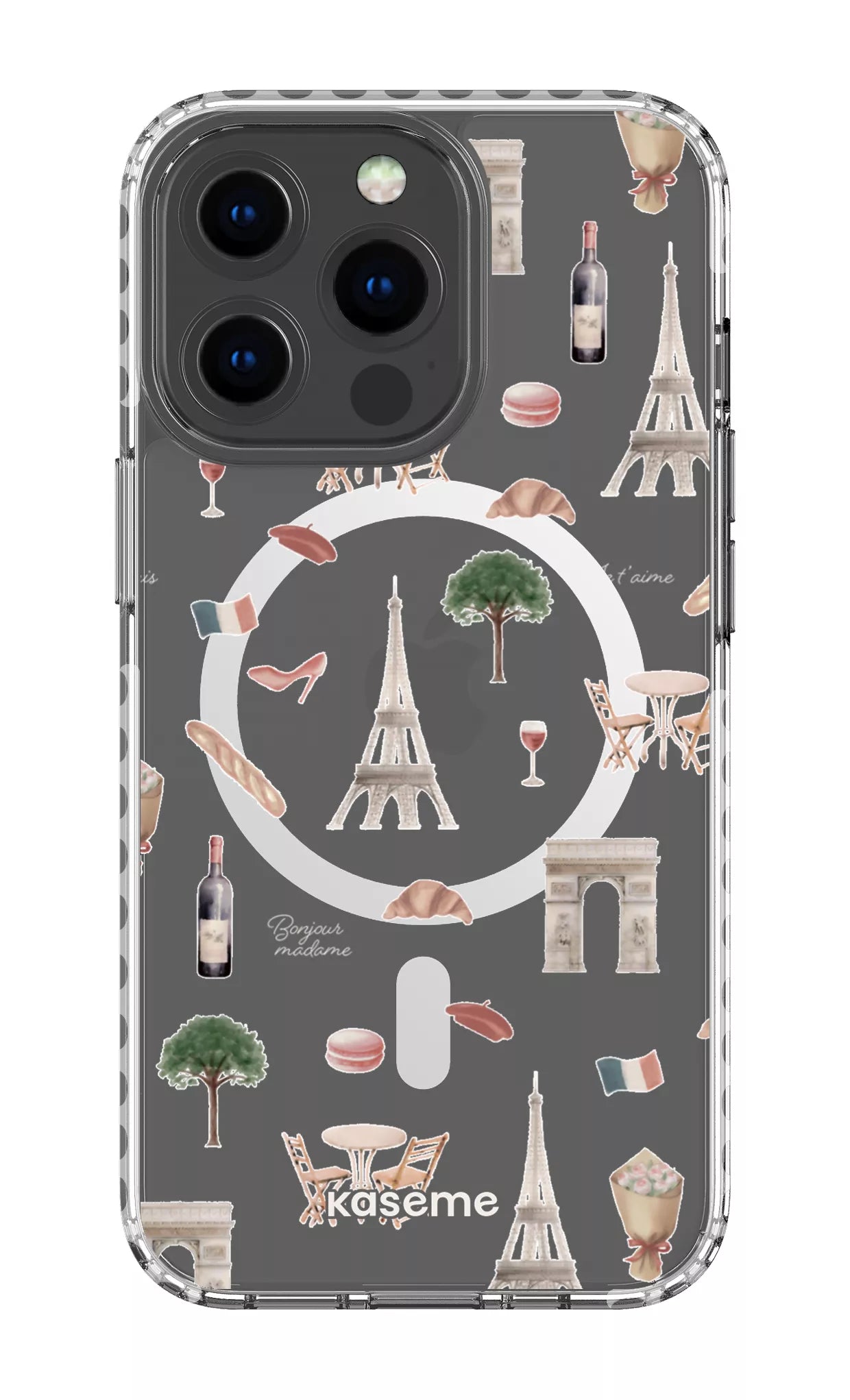 iPhone 13 Pro Clear Case Magsafe - White Je t'aime Paris Clear Case -
