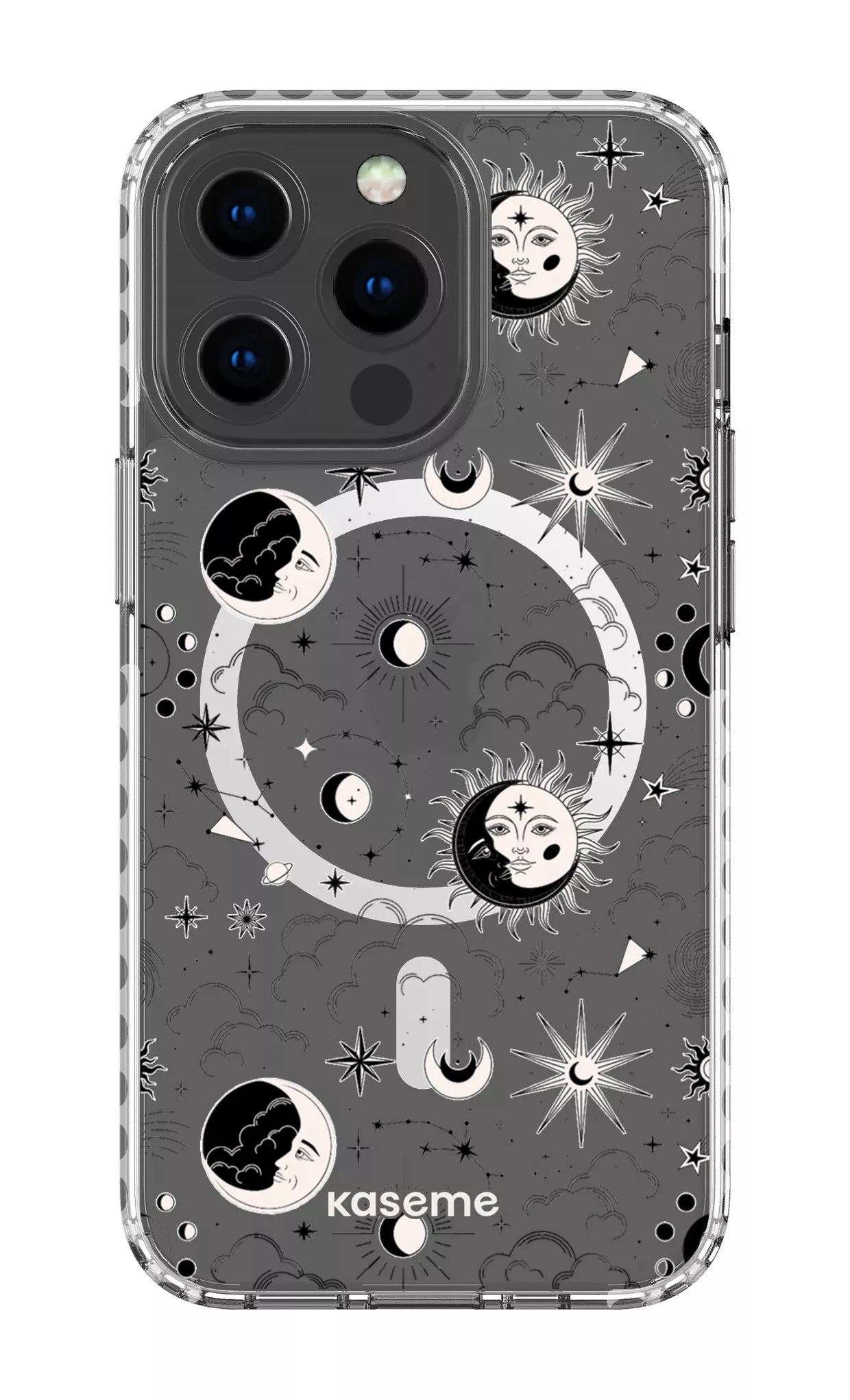 iPhone 13 Pro Clear Case Magsafe - White Milky Way Black Clear Case -