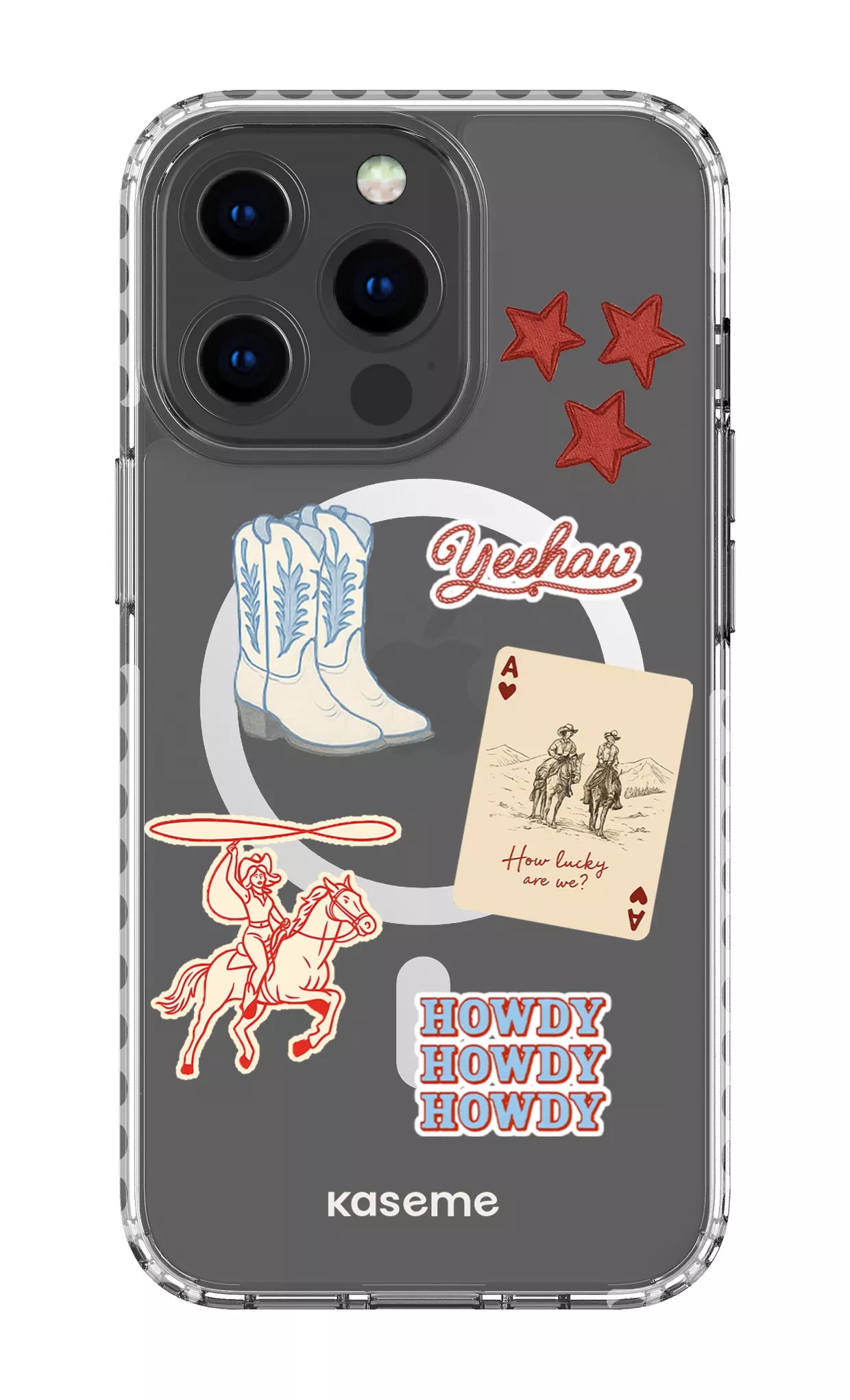 iPhone 13 Pro Clear Case Magsafe - White Yeehaw Clear Case -