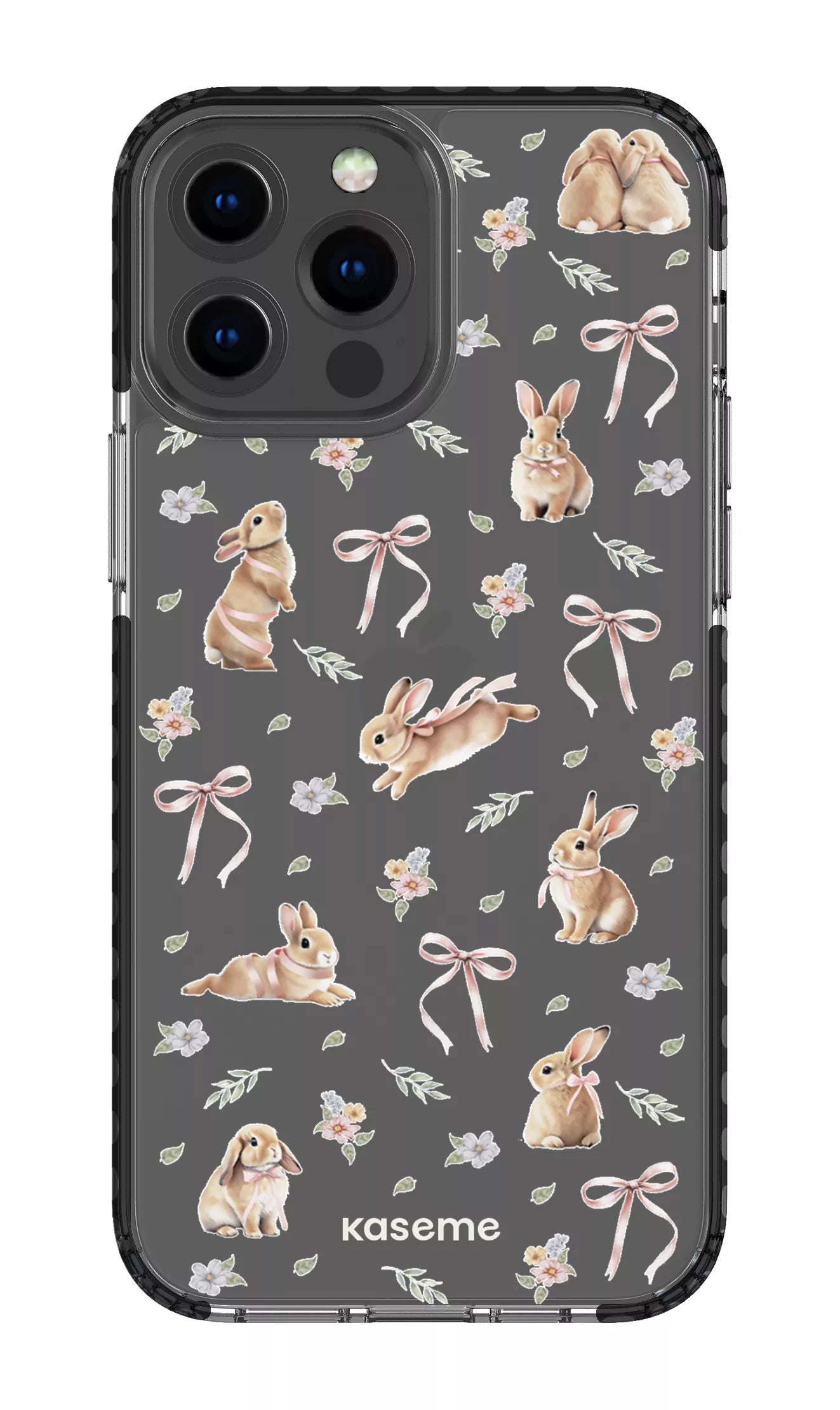 iPhone 13 Pro Max Clear Case - Black Bunny Bloom Clear Case -
