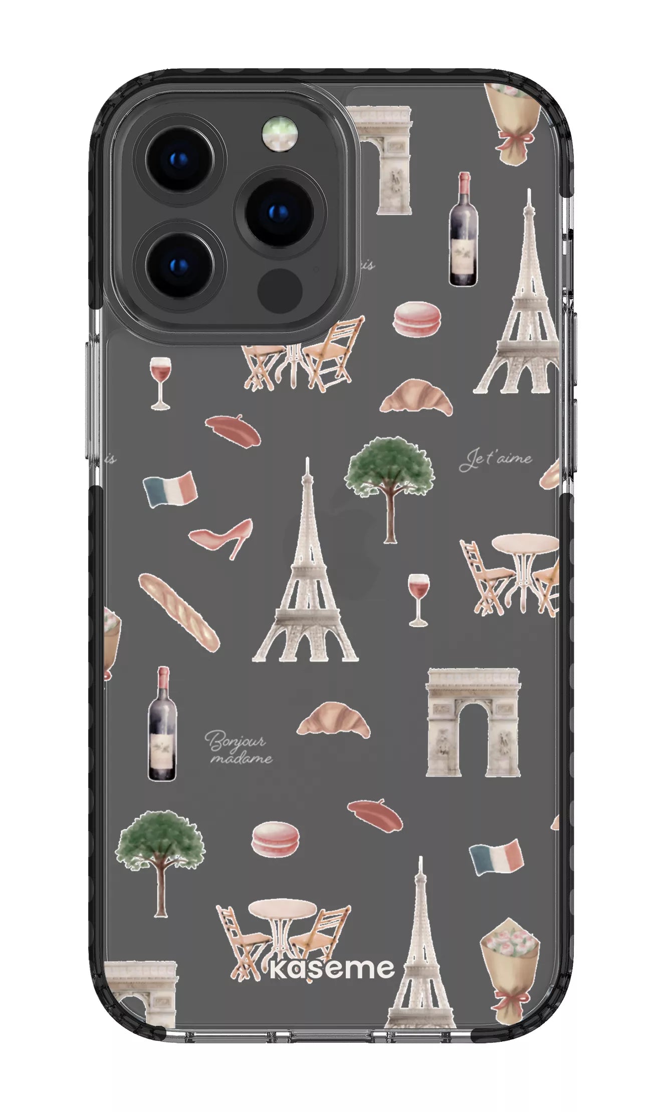 iPhone 13 Pro Max Clear Case - Black Je t'aime Paris Clear Case -