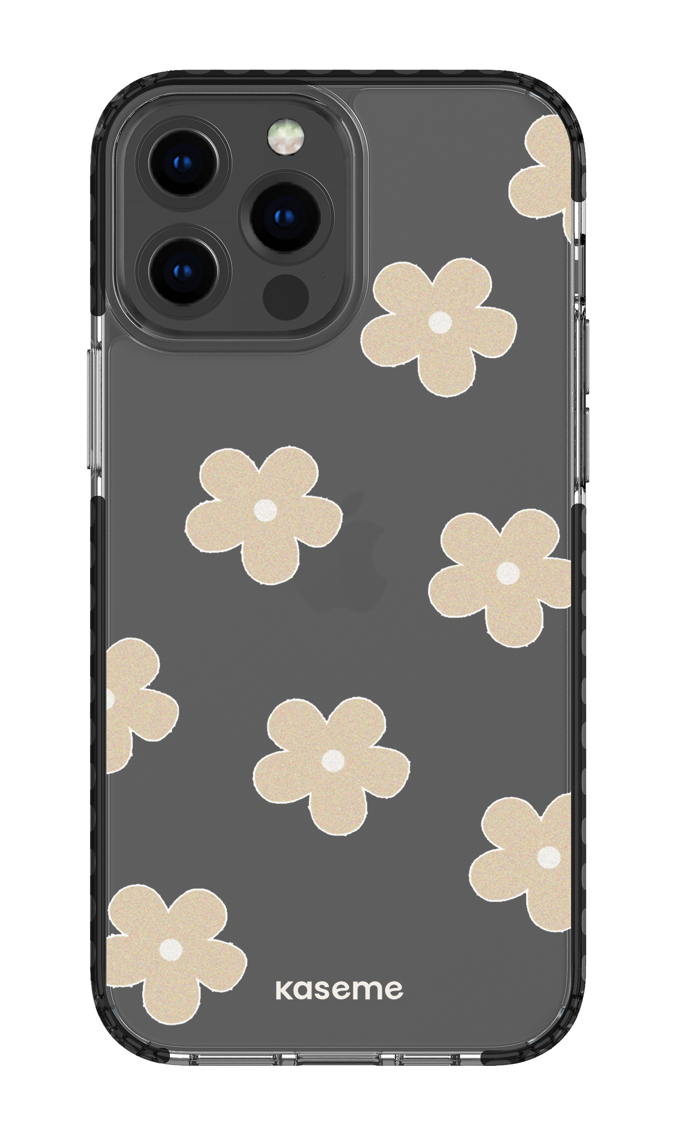 iPhone 13 Pro Max Clear Case - Black Woodstock Beige Clear Case -