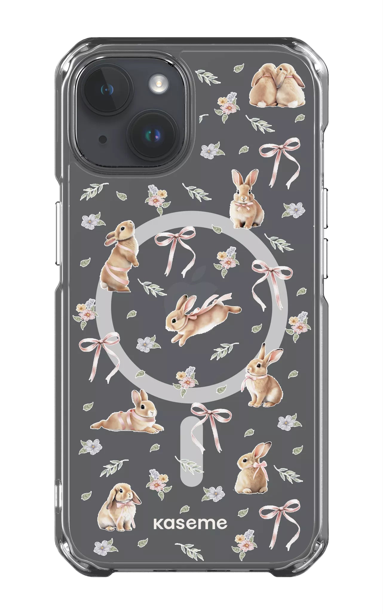iPhone 14 Clear Case - Magsafe Bunny Bloom Clear Case -