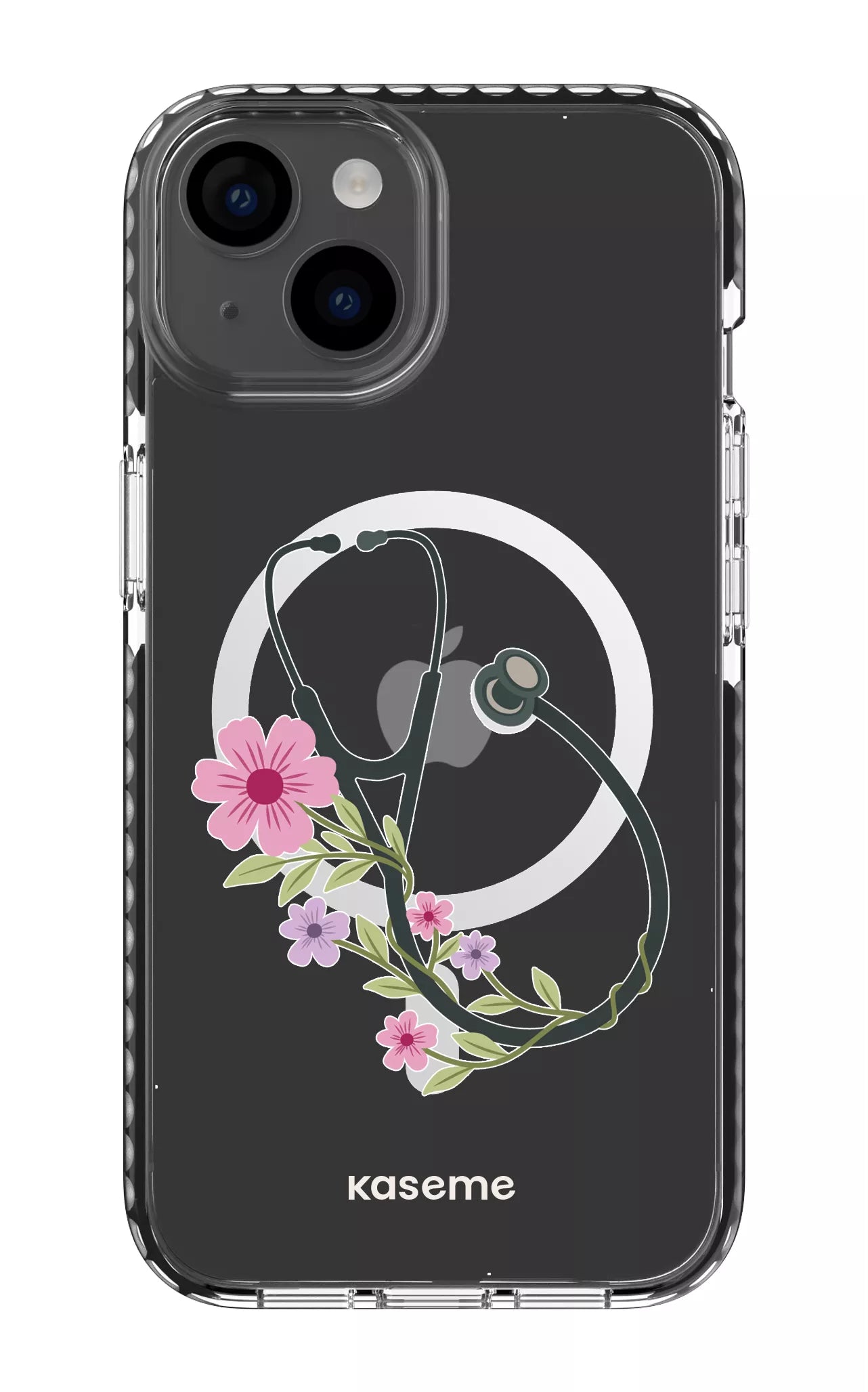 iPhone 14 Clear Case Magsafe - Black Blossom Beat Clear Case -