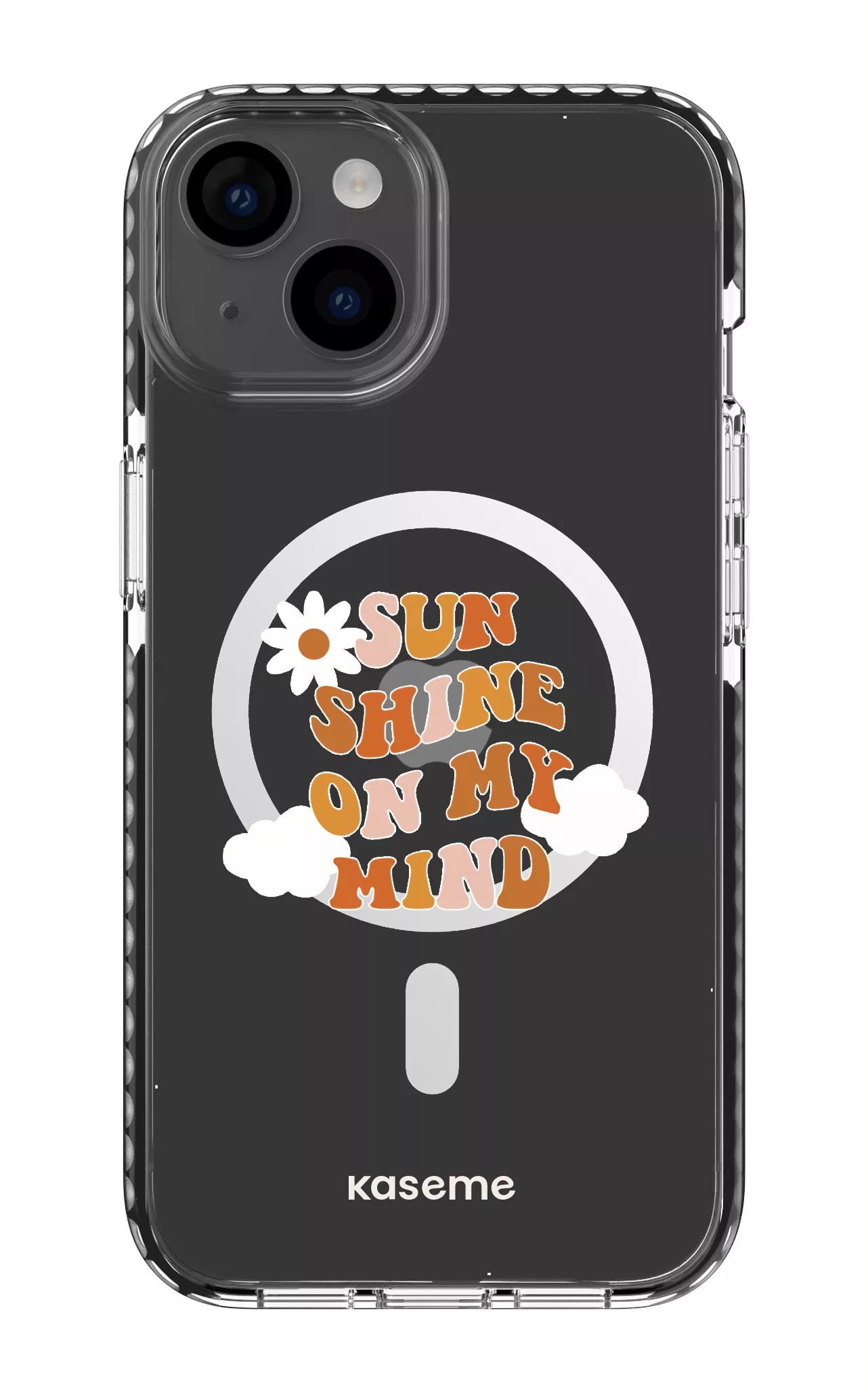 iPhone 14 Clear Case Magsafe - Black Cheerful Clear Case -