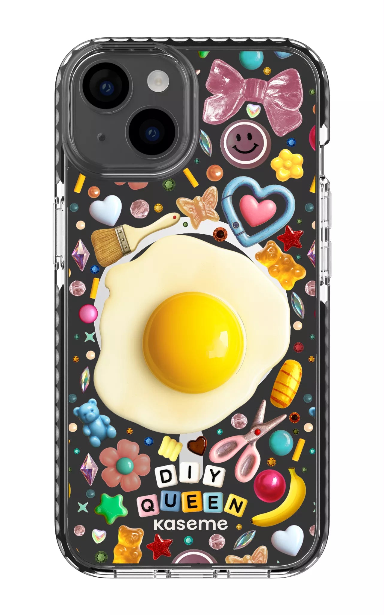 iPhone 14 Clear Case Magsafe - Black DIY Queen Clear Case by Marianne Plaisance -