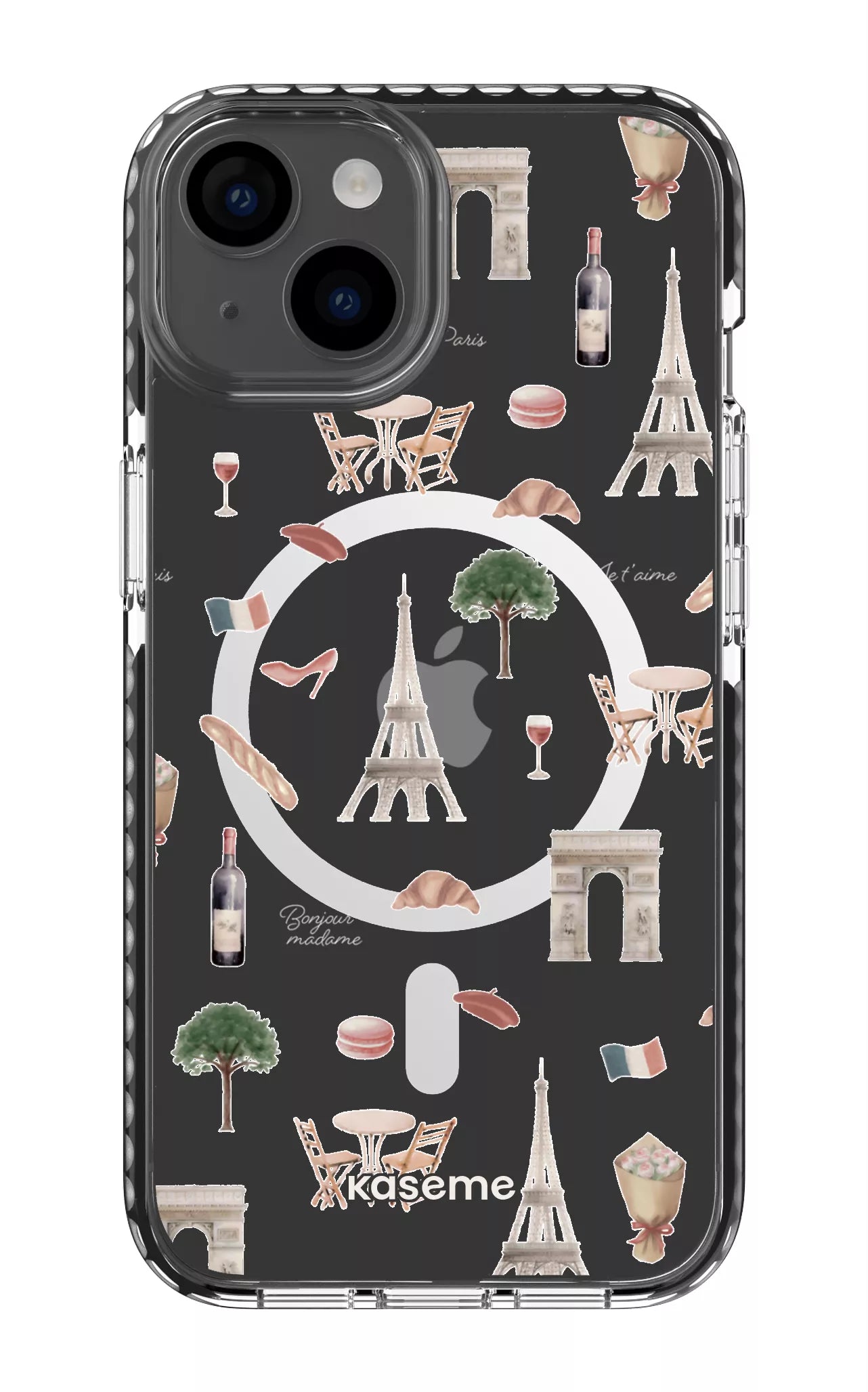 iPhone 14 Clear Case Magsafe - Black Je t'aime Paris Clear Case -