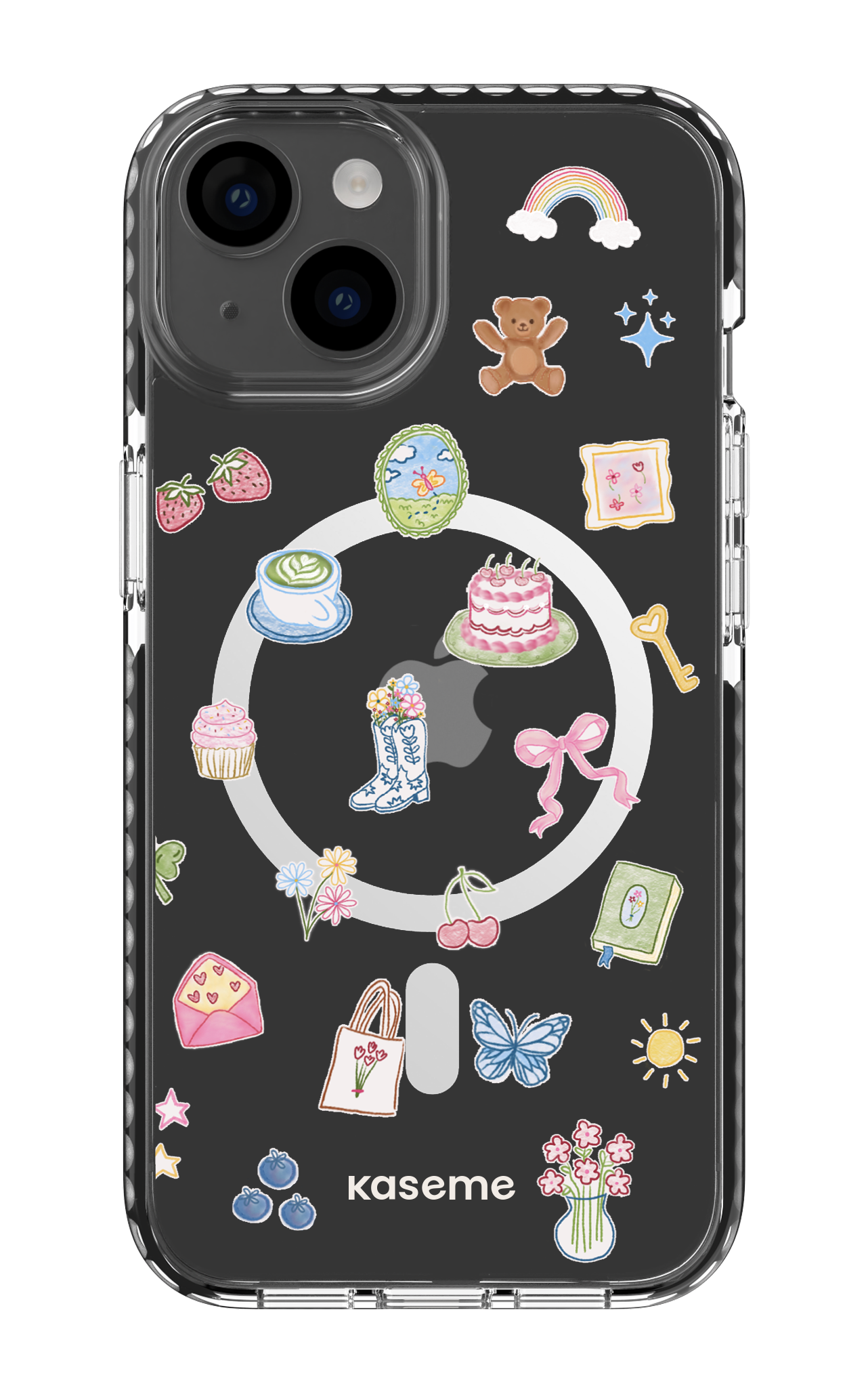 iPhone 14 Clear Case Magsafe - Black Poetry Clear Case -