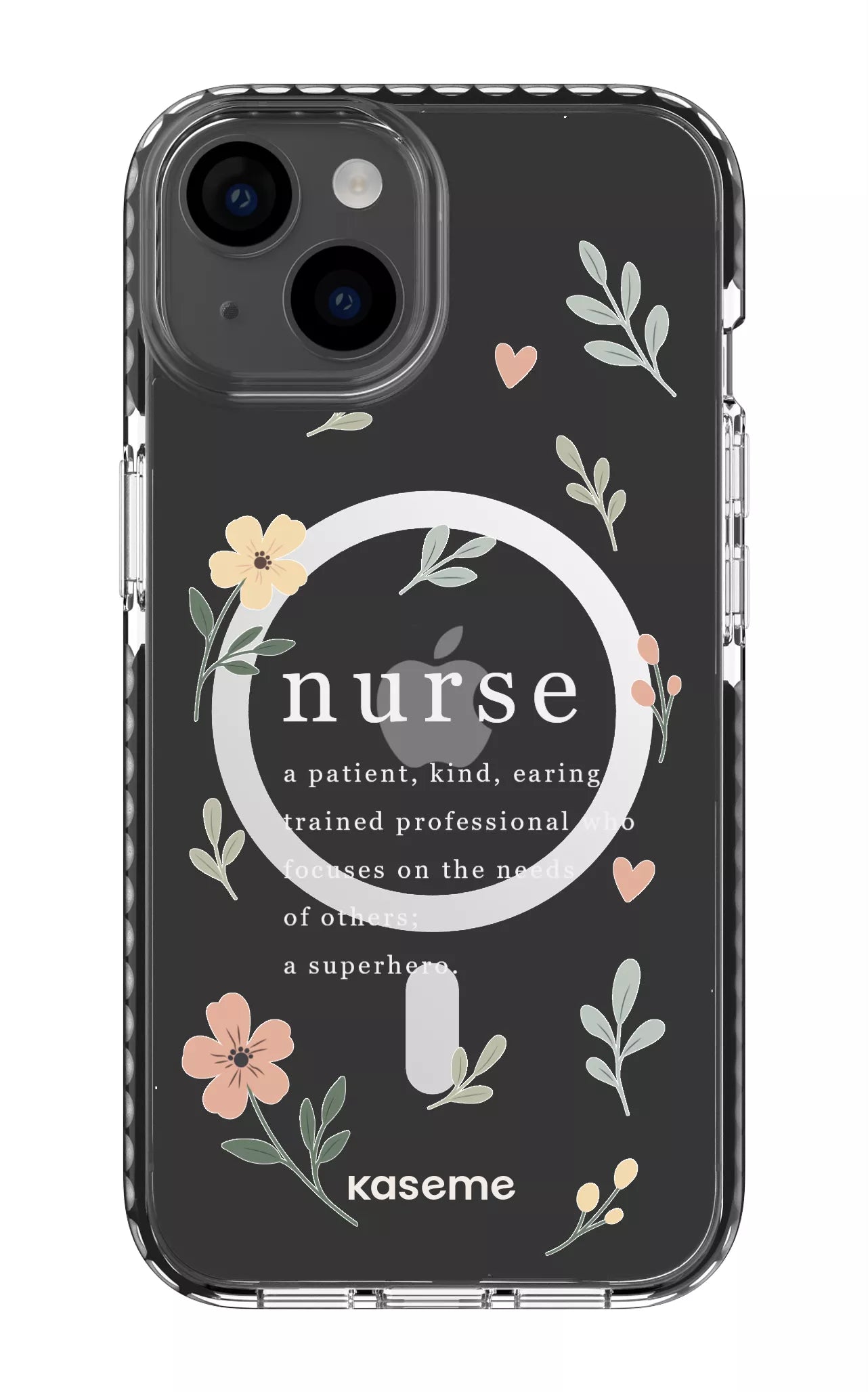 iPhone 14 Clear Case Magsafe - Black With Heart Clear Case -