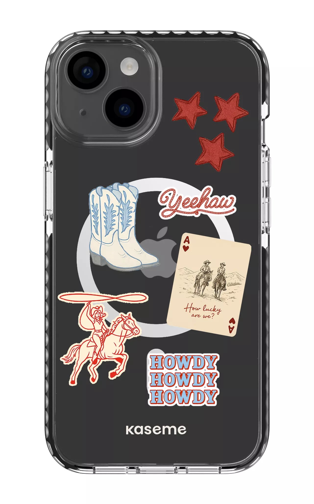 iPhone 14 Clear Case Magsafe - Black Yeehaw Clear Case -
