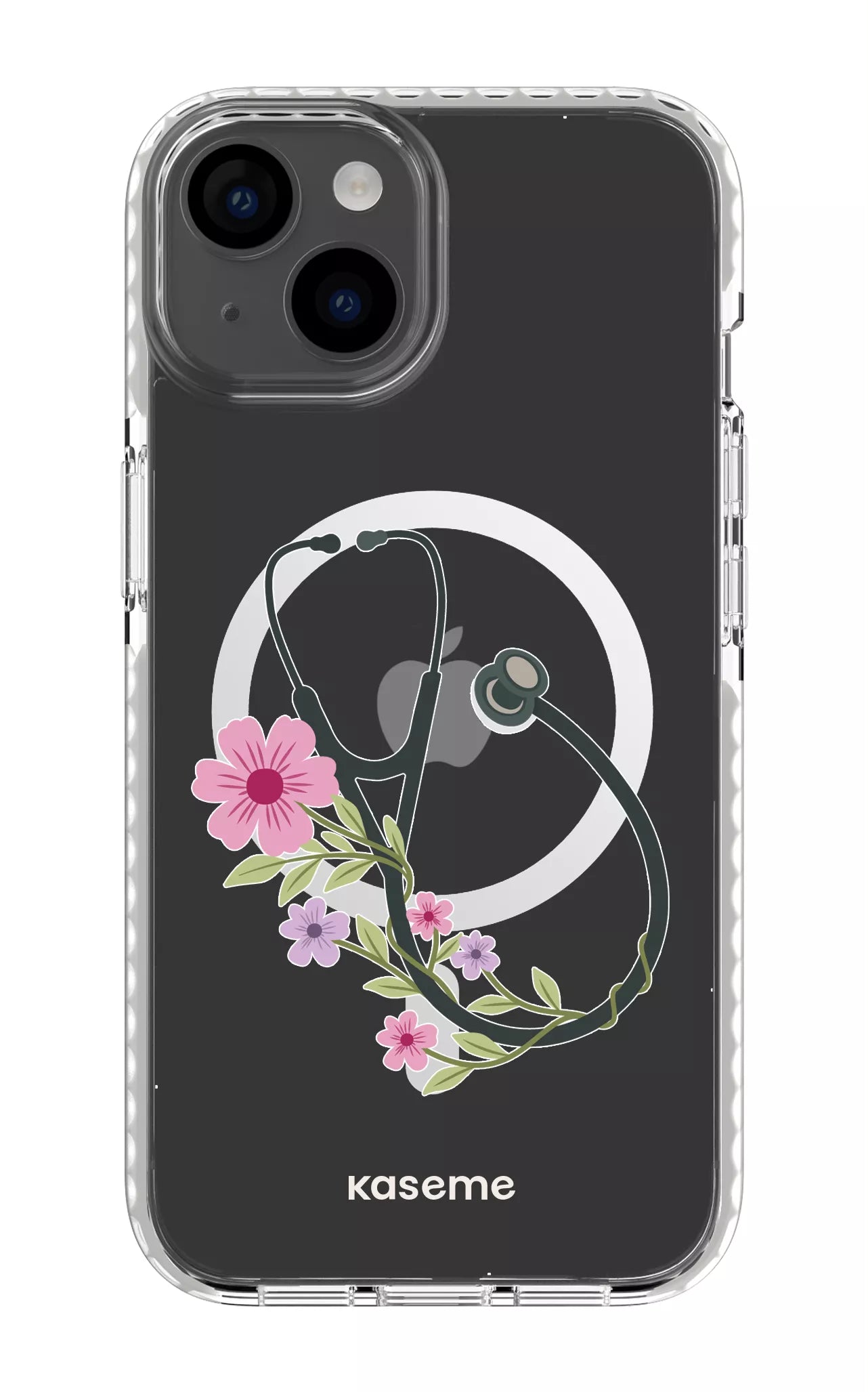 iPhone 14 Clear Case Magsafe - White Blossom Beat Clear Case -