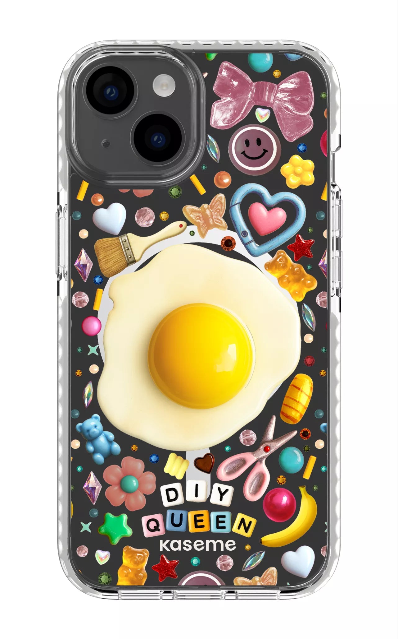 iPhone 14 Clear Case Magsafe - White DIY Queen Clear Case by Marianne Plaisance -