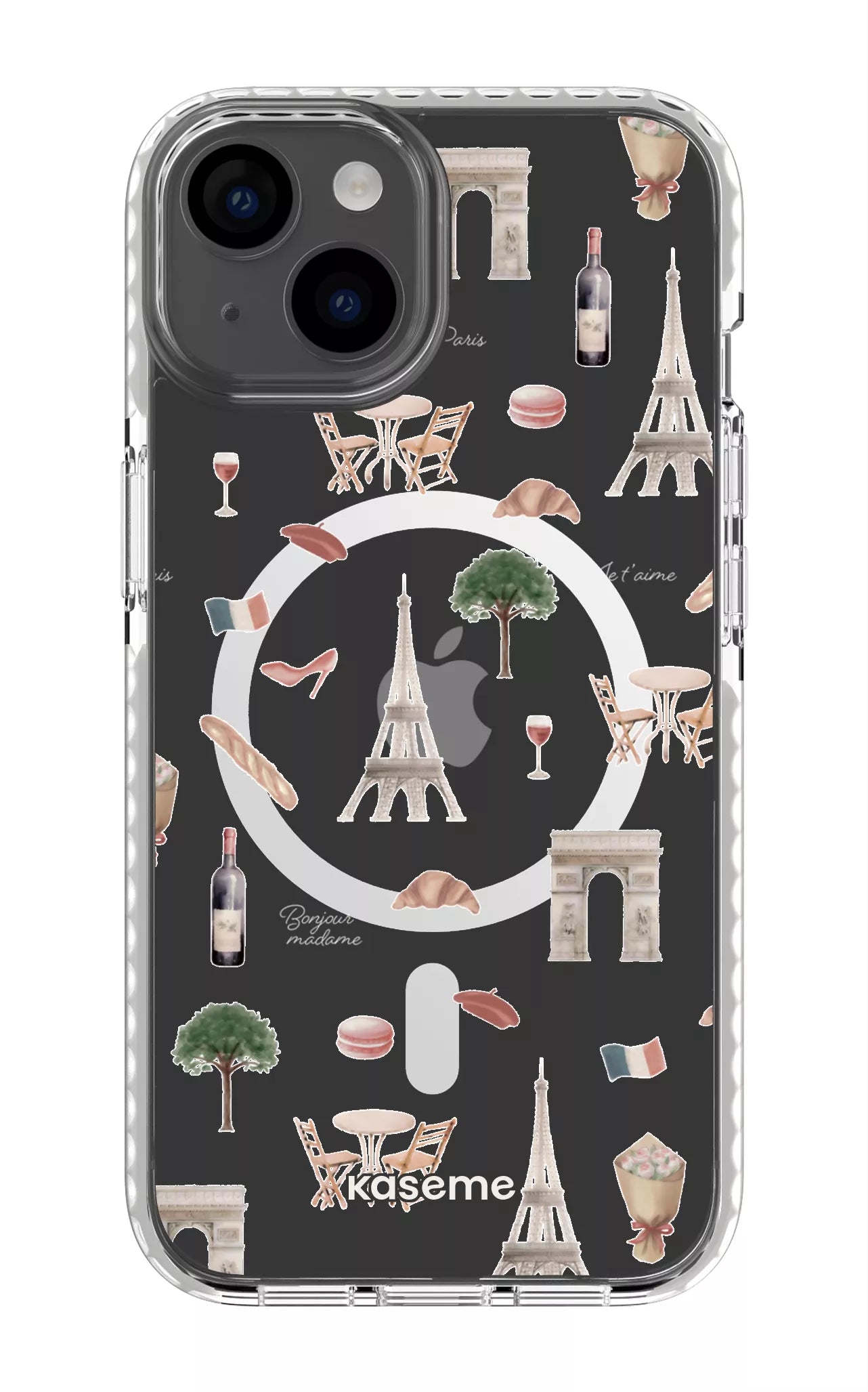 iPhone 14 Clear Case Magsafe - White Je t'aime Paris Clear Case -