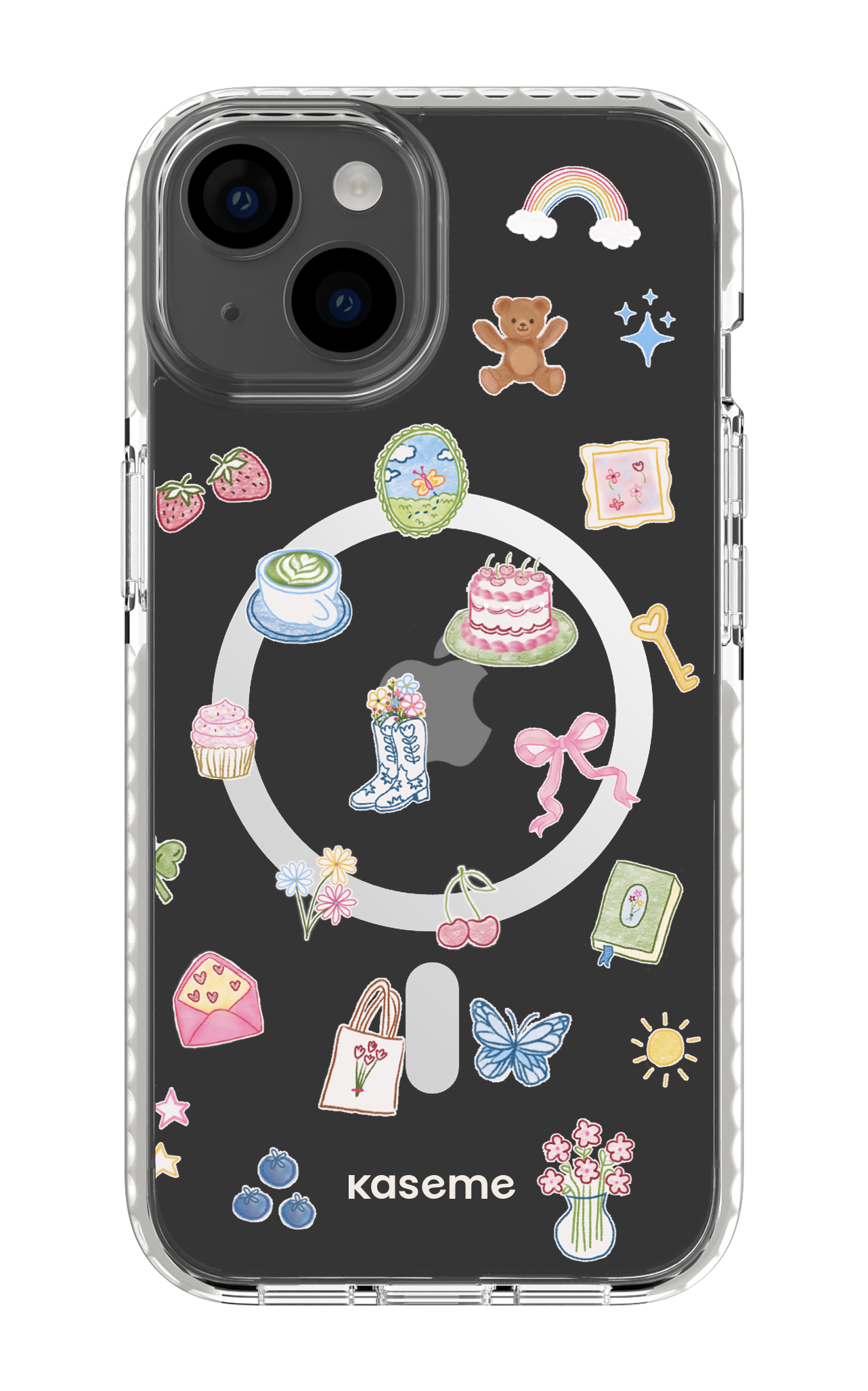 iPhone 14 Clear Case Magsafe - White Poetry Clear Case -