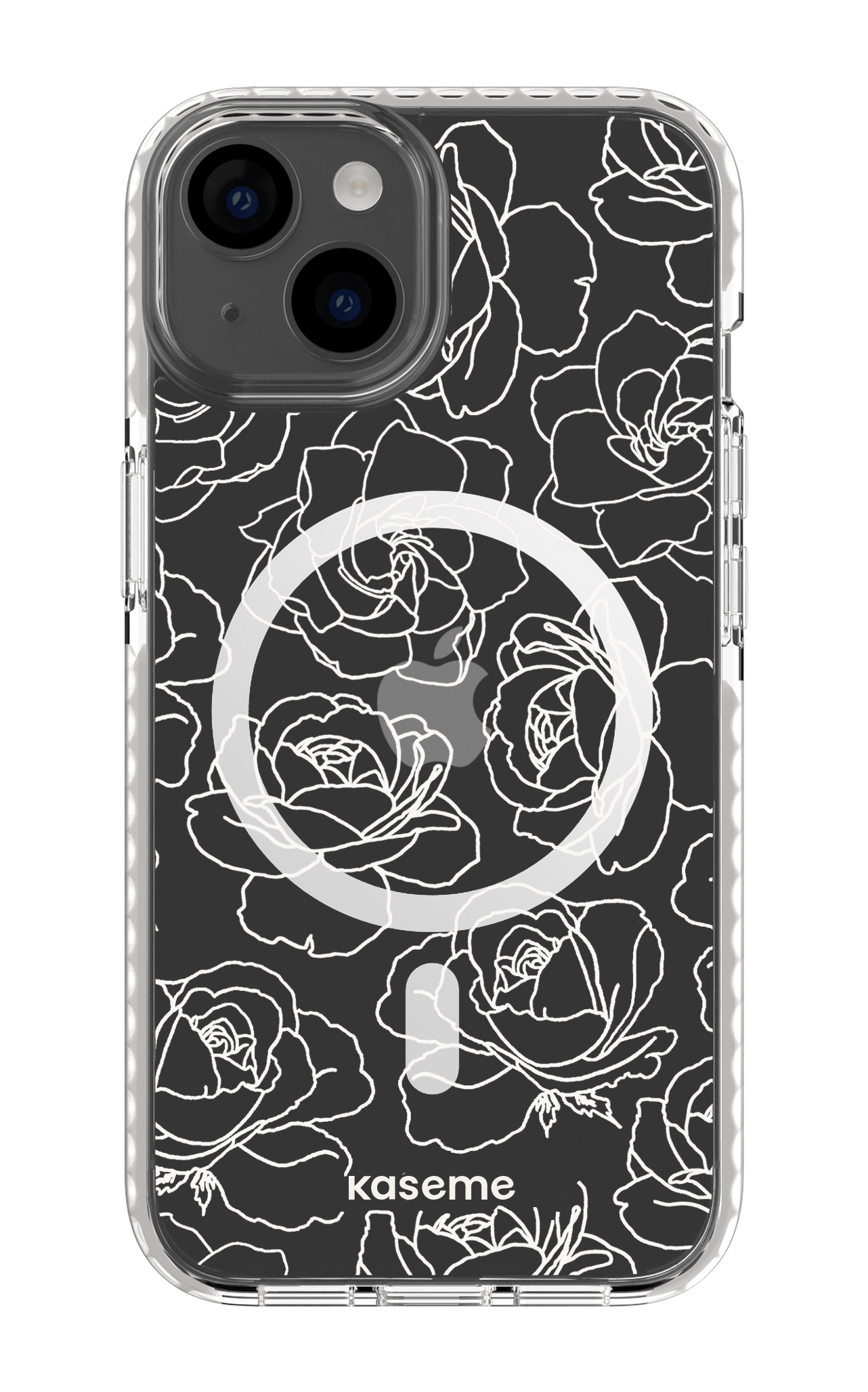 iPhone 14 Clear Case Magsafe - White Polar Flowers Clear Case -