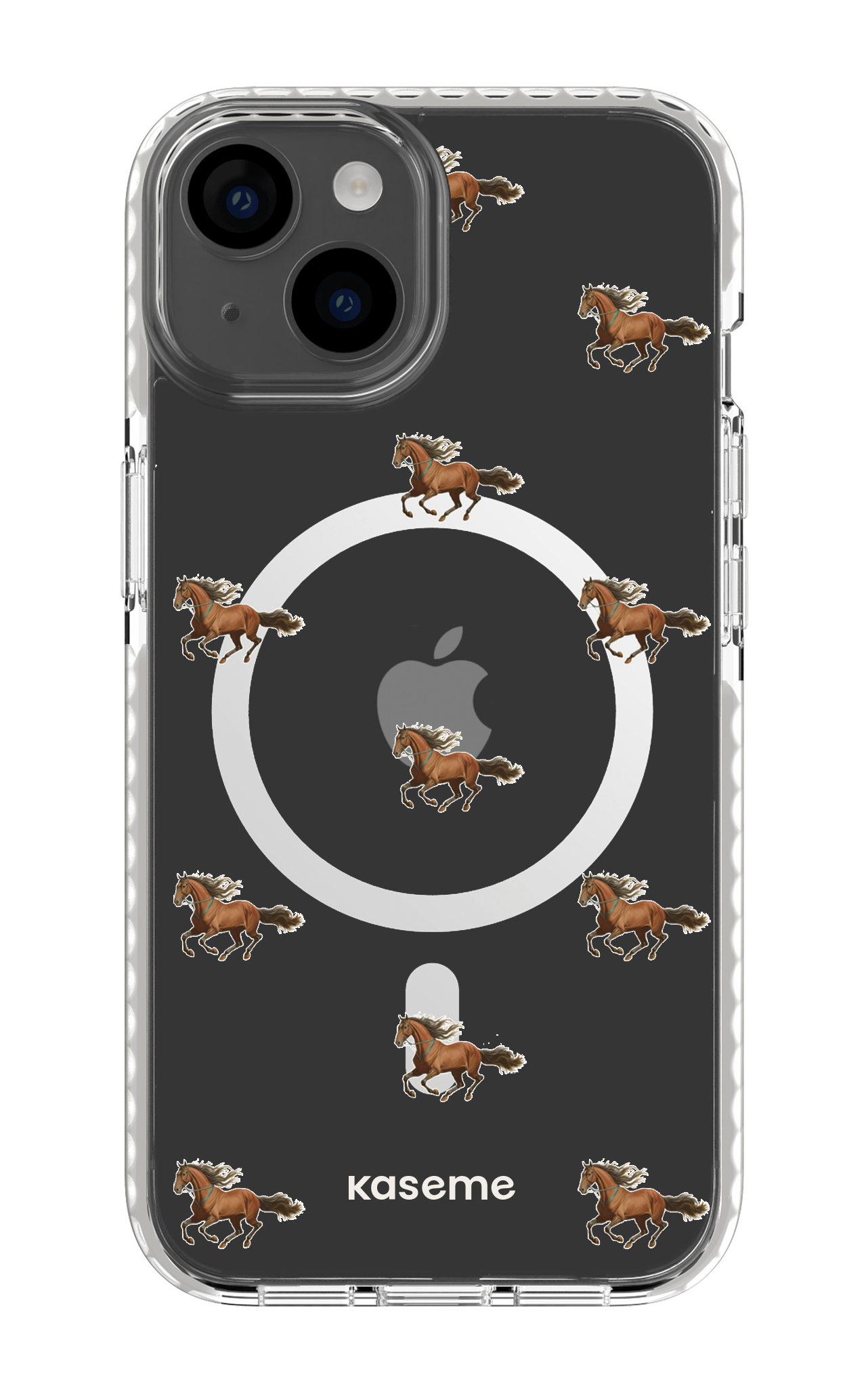 iPhone 14 Clear Case Magsafe - White Saddle Clear Case -