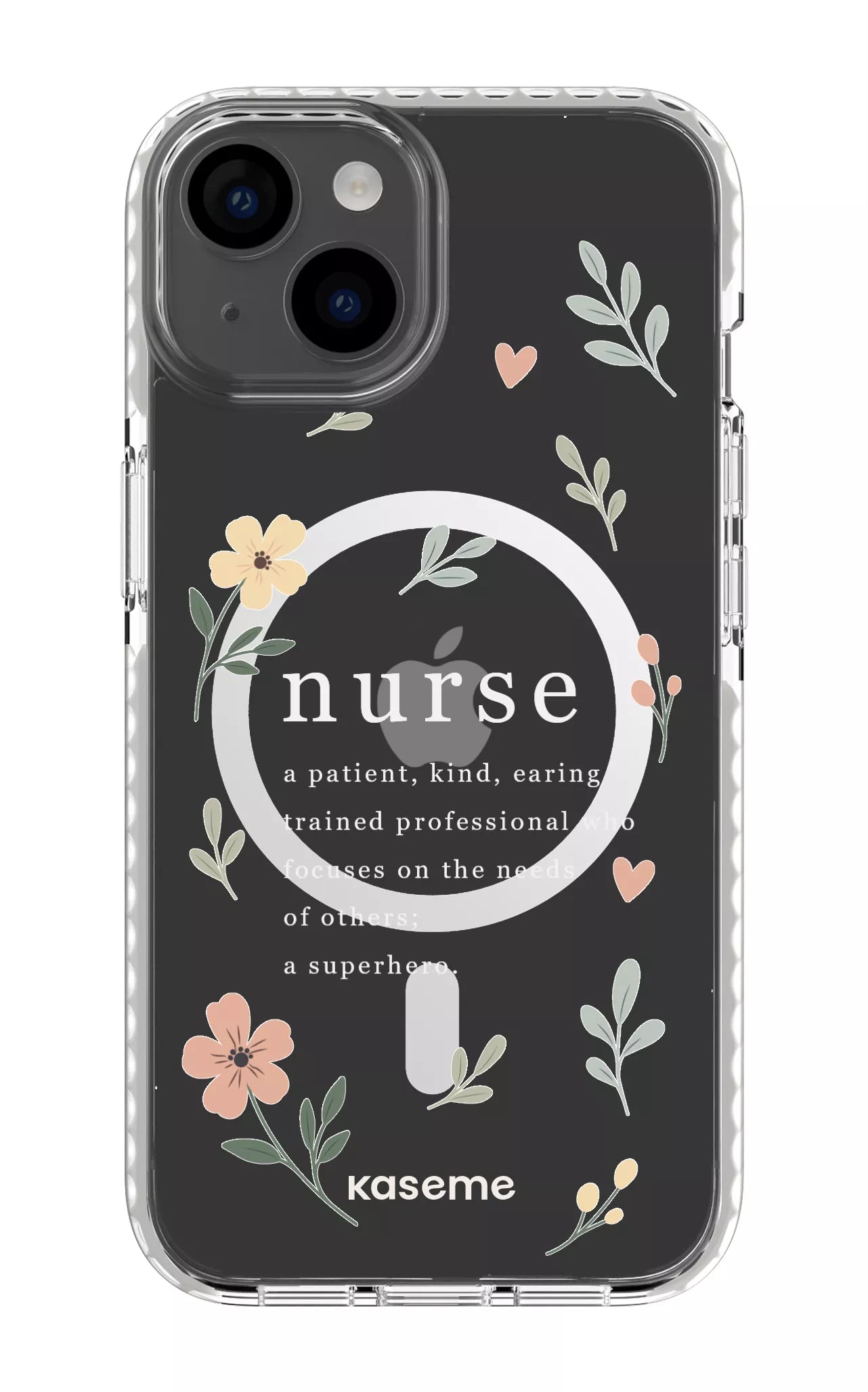 iPhone 14 Clear Case Magsafe - White With Heart Clear Case -