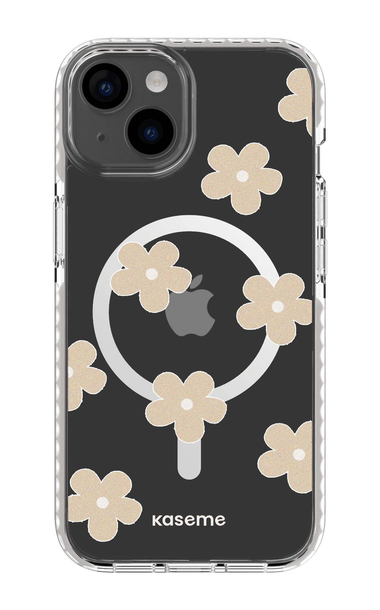 iPhone 14 Clear Case Magsafe - White Woodstock Beige Clear Case -