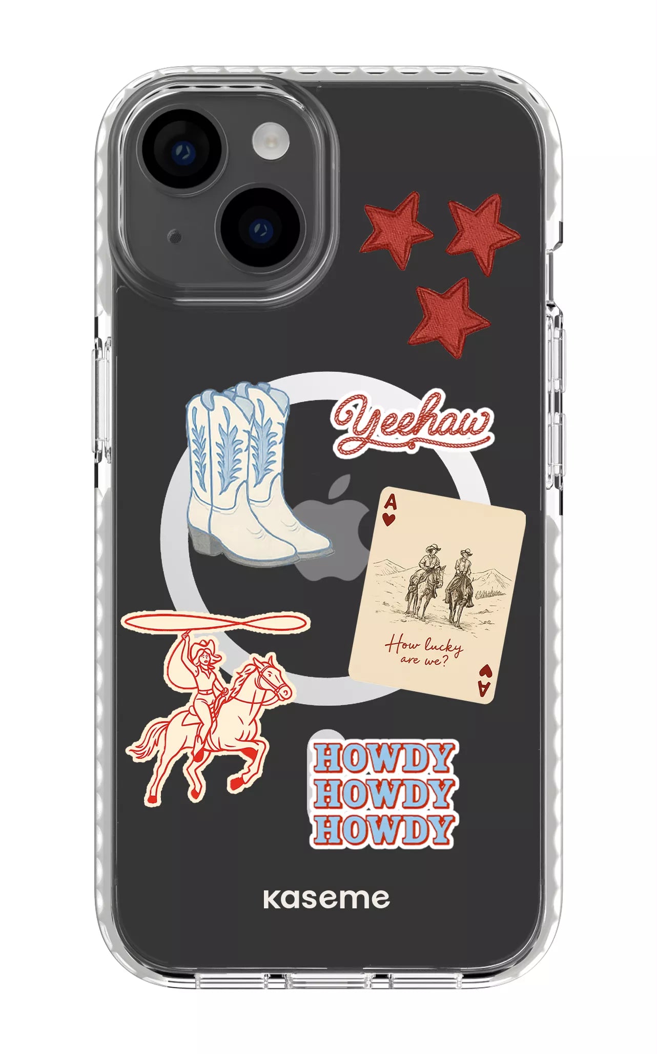 iPhone 14 Clear Case Magsafe - White Yeehaw Clear Case -