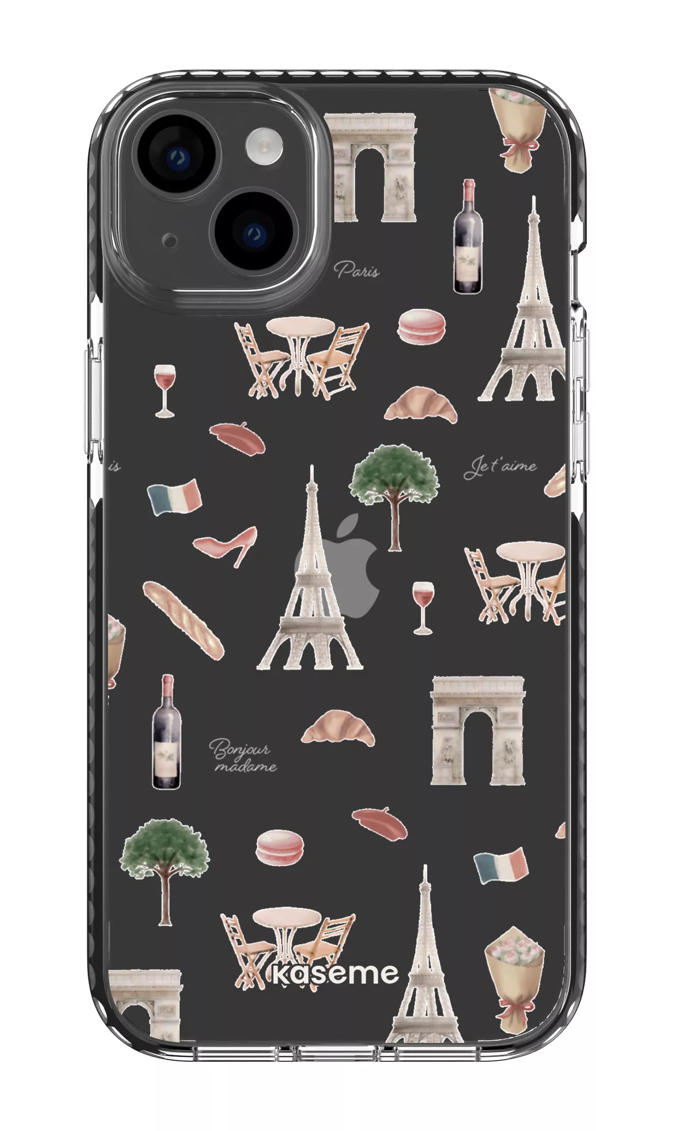 iPhone 14 Plus Clear Case Black Je t'aime Paris Clear Case -