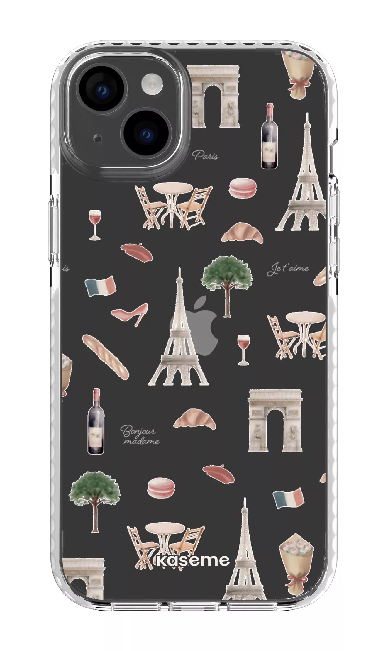 iPhone 14 Plus Clear Case White Je t'aime Paris Clear Case -