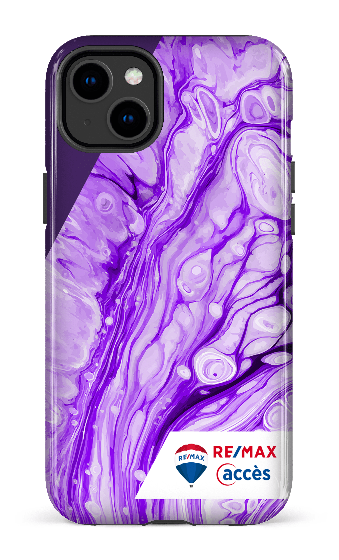 iPhone 14 Plus Tough Gloss Peinture marbrée claire violette -