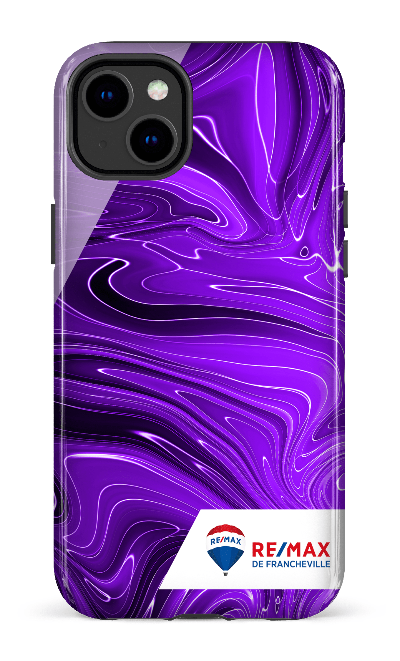 iPhone 14 Plus Tough Gloss Peinture marbrée sombre violette de Francheville -