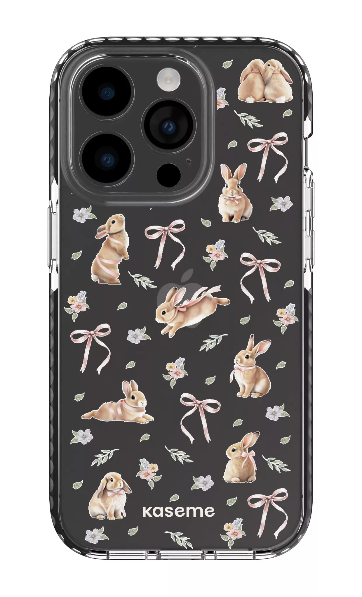 iPhone 14 Pro Clear Case - Black Bunny Bloom Clear Case -