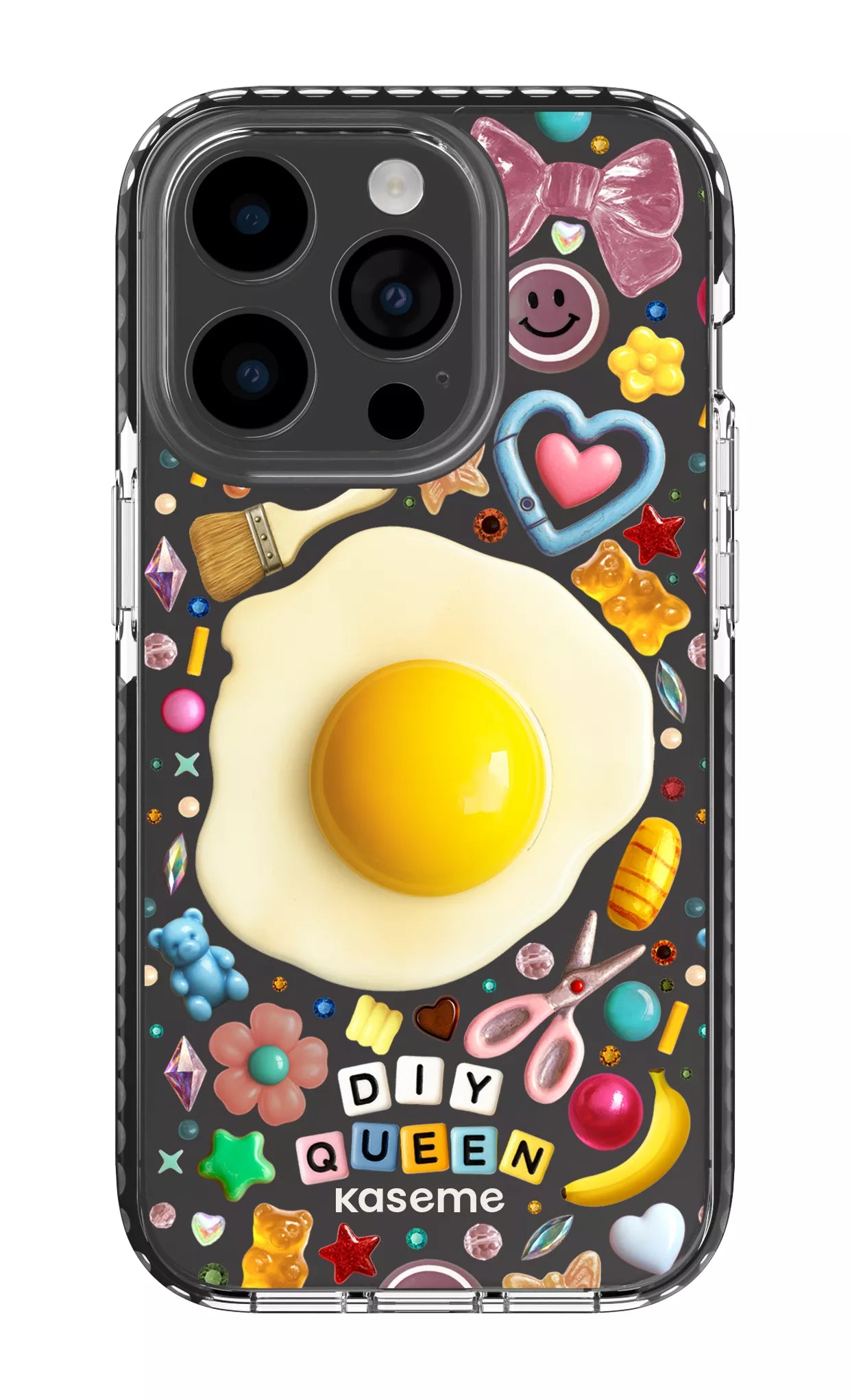 iPhone 14 Pro Clear Case - Black DIY Queen Clear Case by Marianne Plaisance -