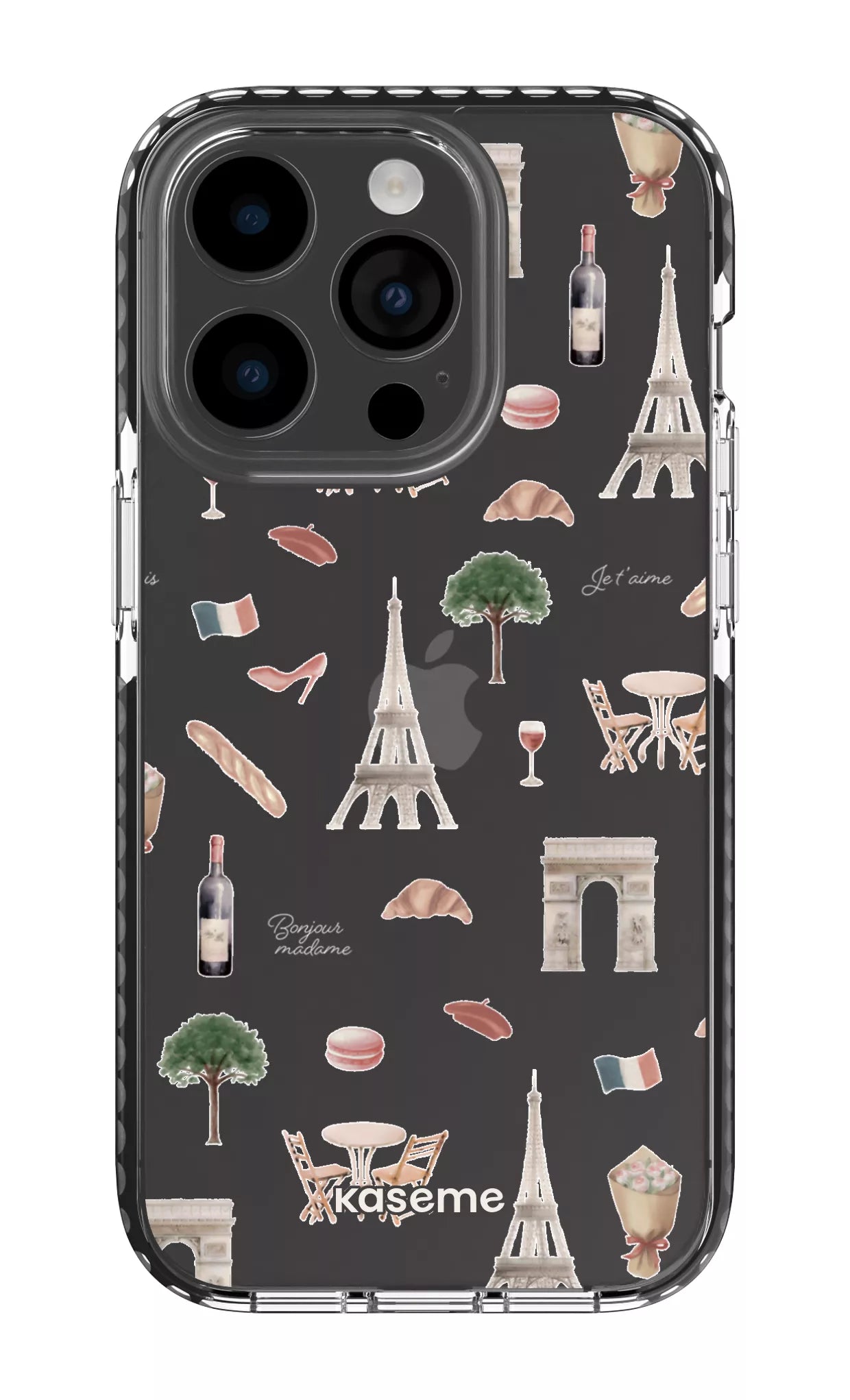 iPhone 14 Pro Clear Case - Black Je t'aime Paris Clear Case -
